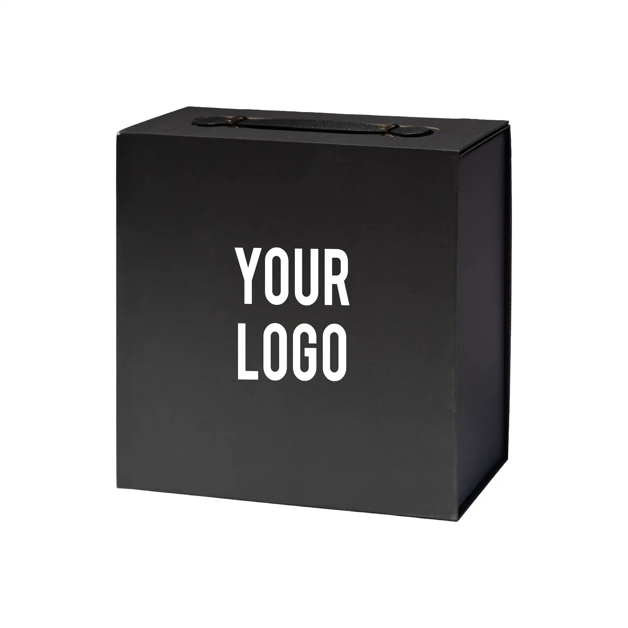 Luxury Gift Box with PU Leather Handle Black
