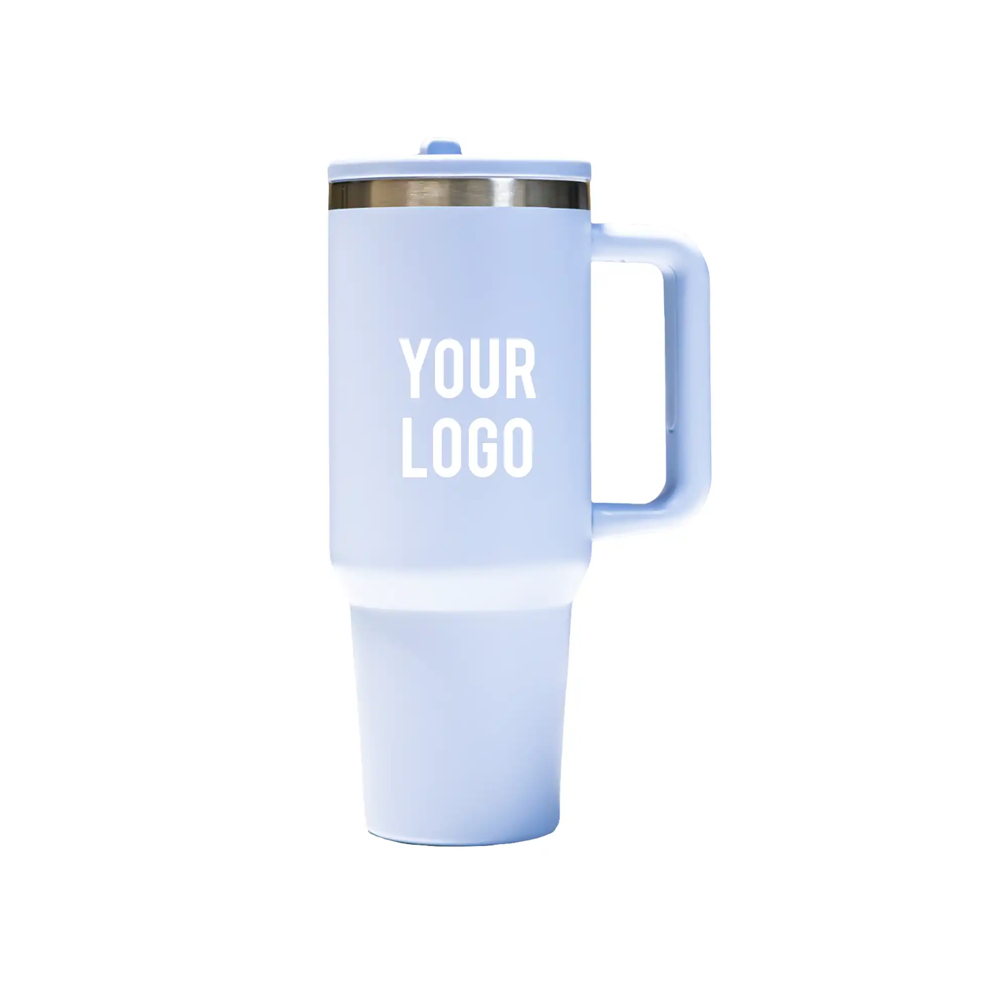 Double Walled Tumbler With Handle And Flip Straw