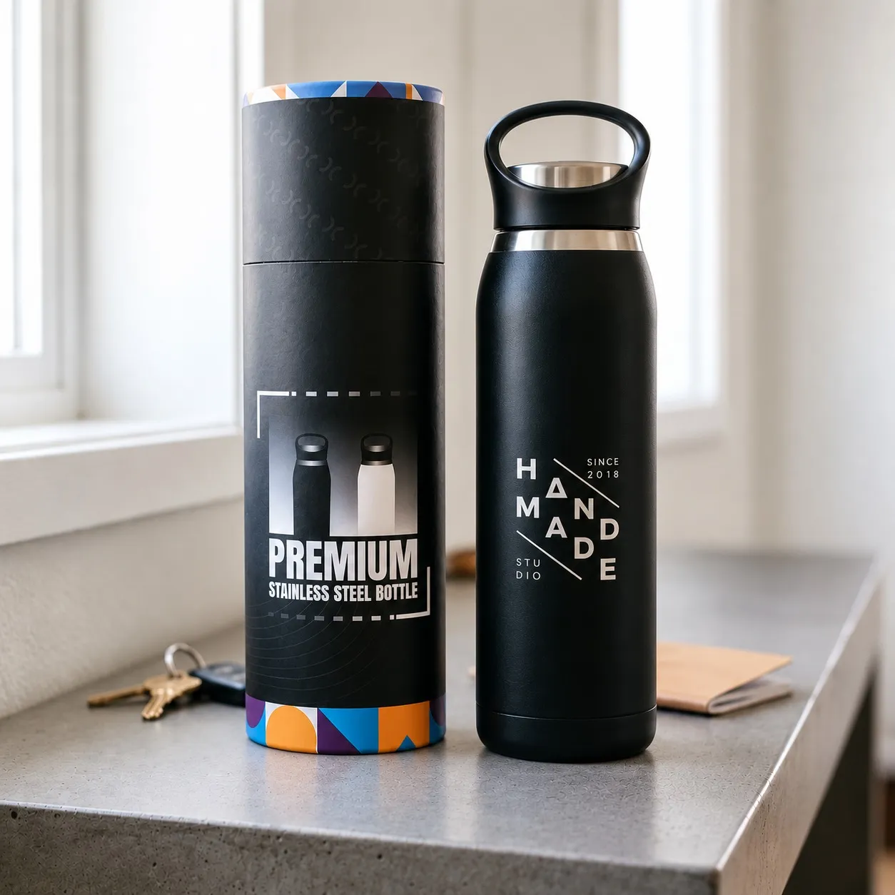 Double Wall Stainless Steel Bottle with Handle