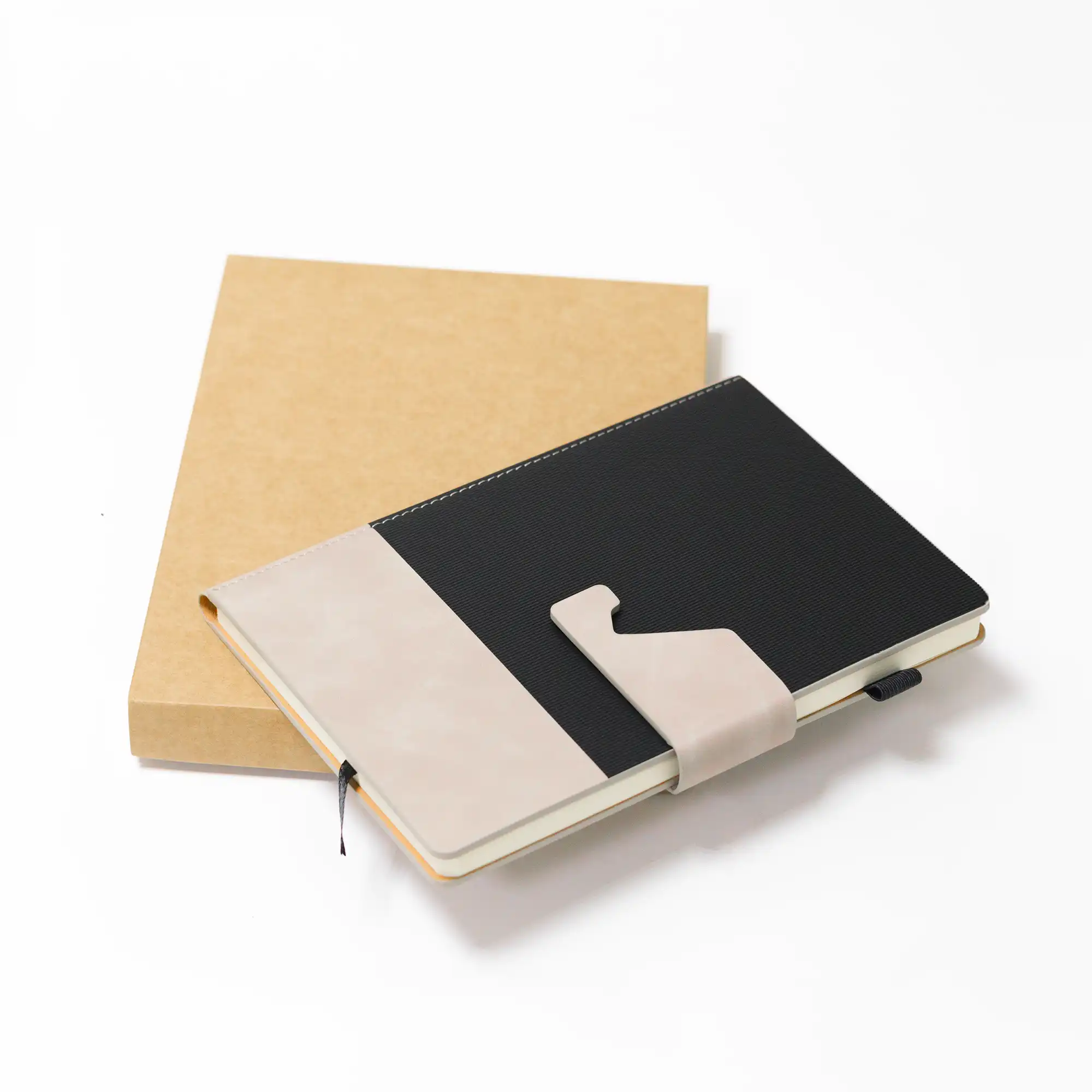 Dual Tone A5 Black Notebook with Detachable Mobile Stand