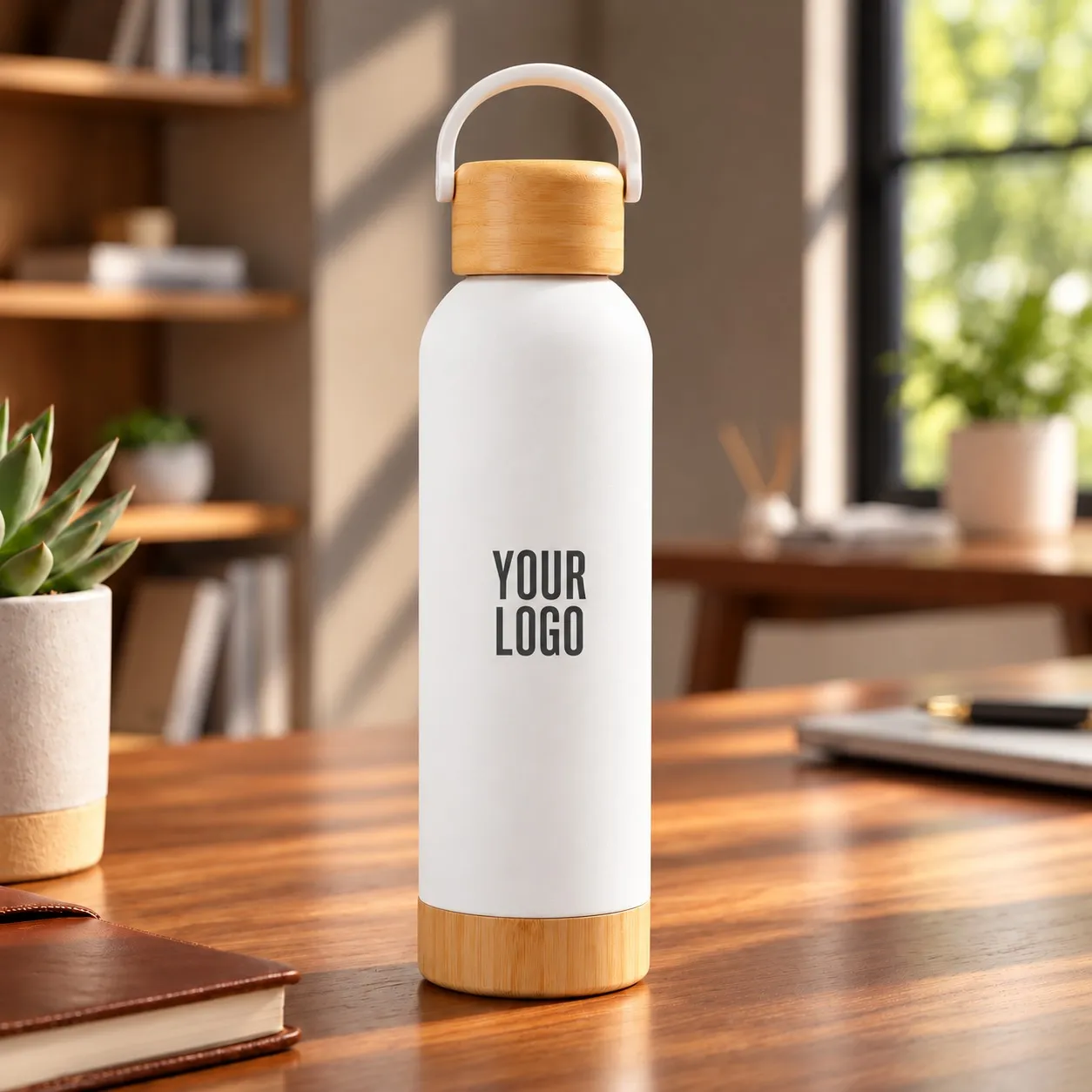 Insulated Bottle With Bamboo Lid WT