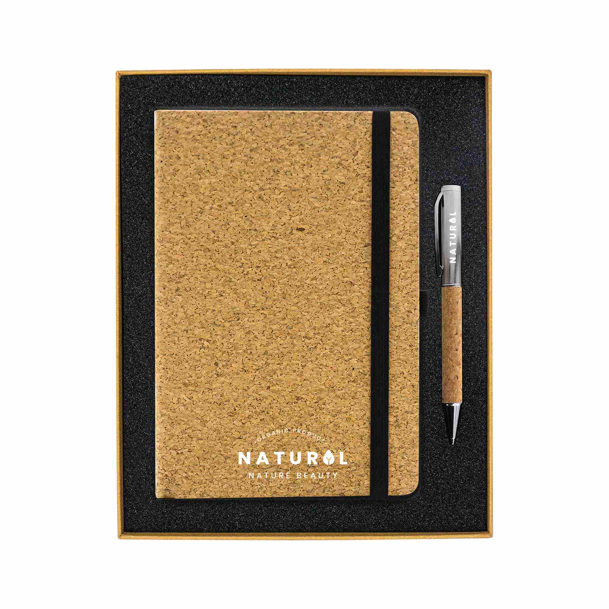 Gift Box Cork Pen and Cork notebook with foam