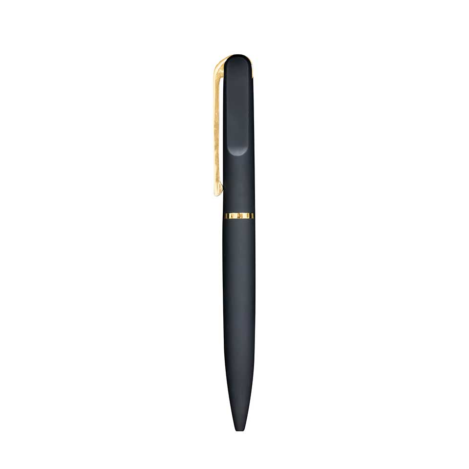 Black Metal pen with Rubberized barrel Gold