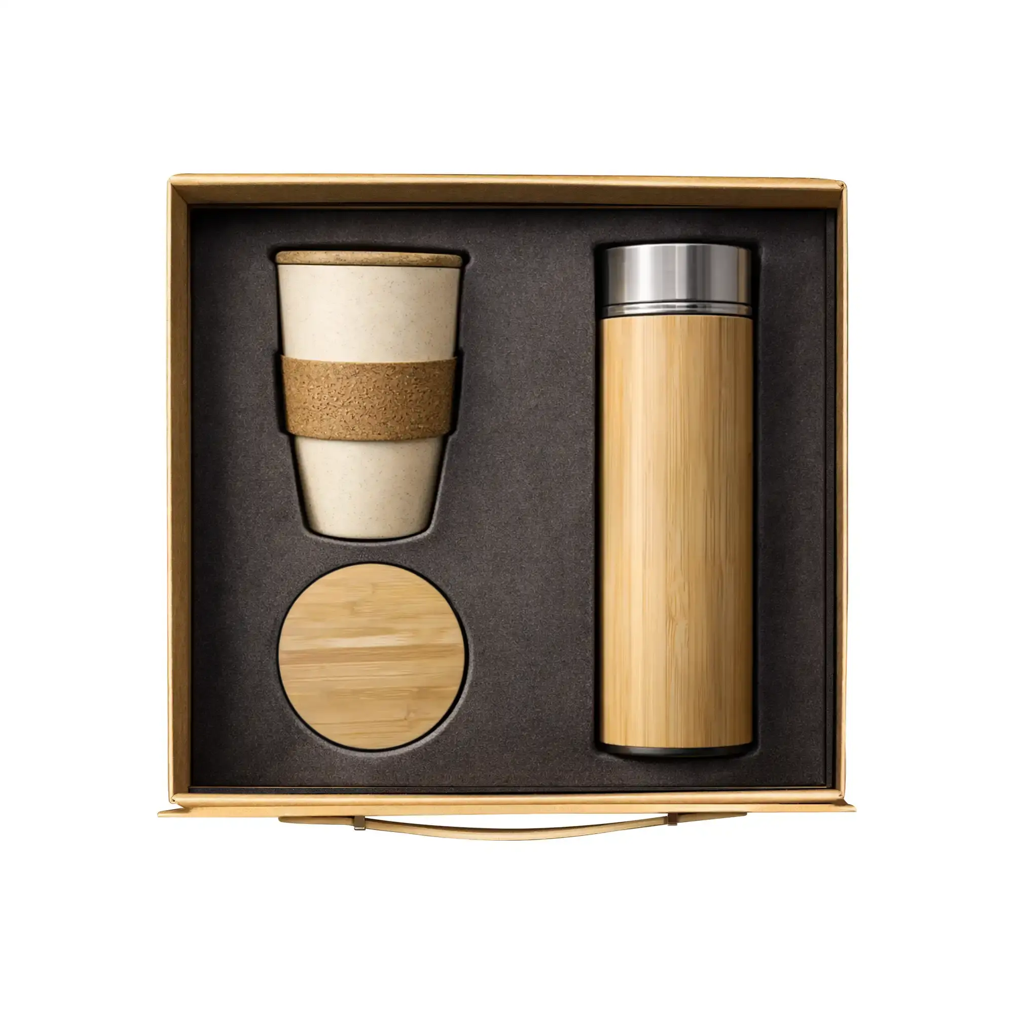 EcoBrew Essentials bamboo thermos digital temp display corporate gift set UAE