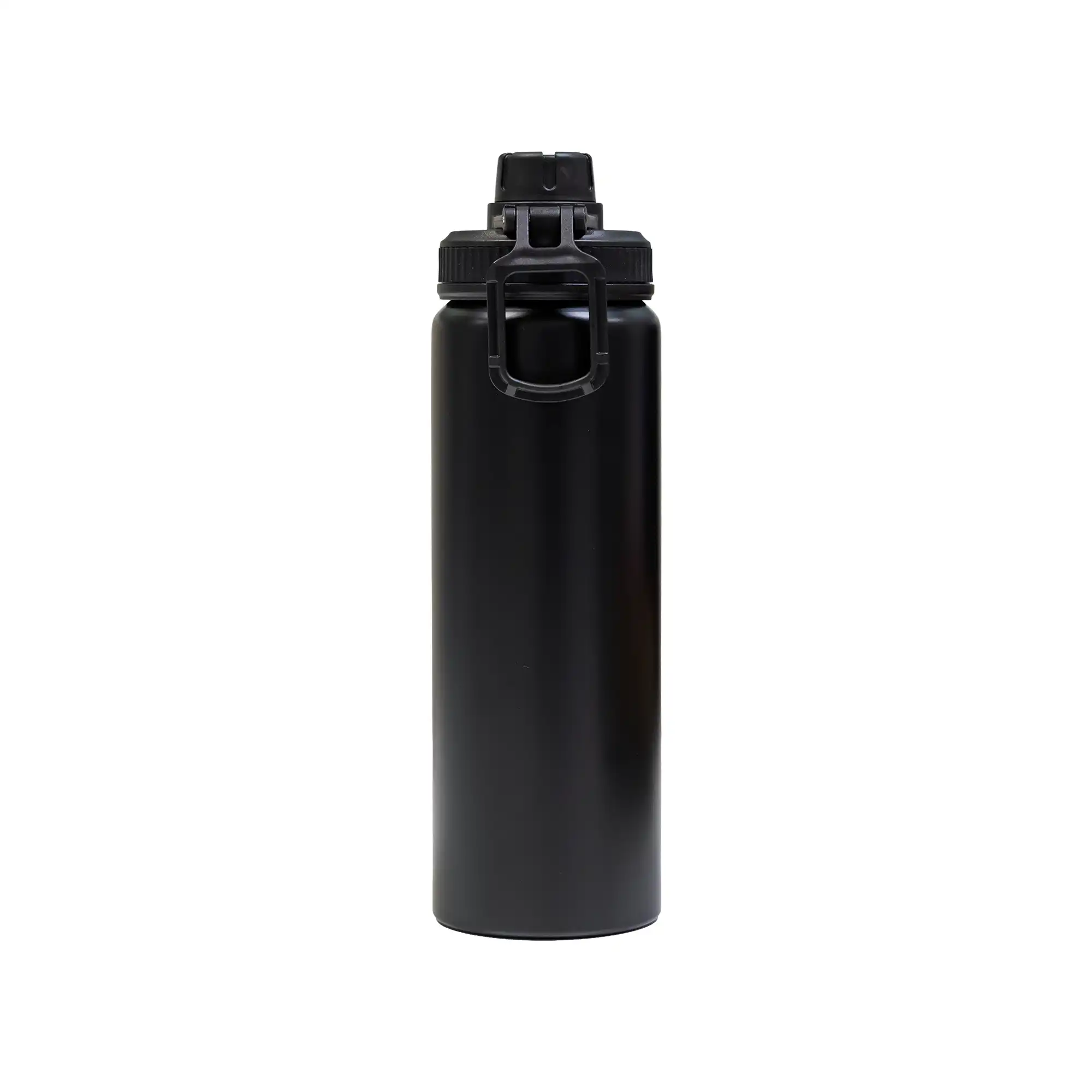 Reusable aluminium sports bottle with handle, 800 ml capacity, black and white color options for corporate gifting.