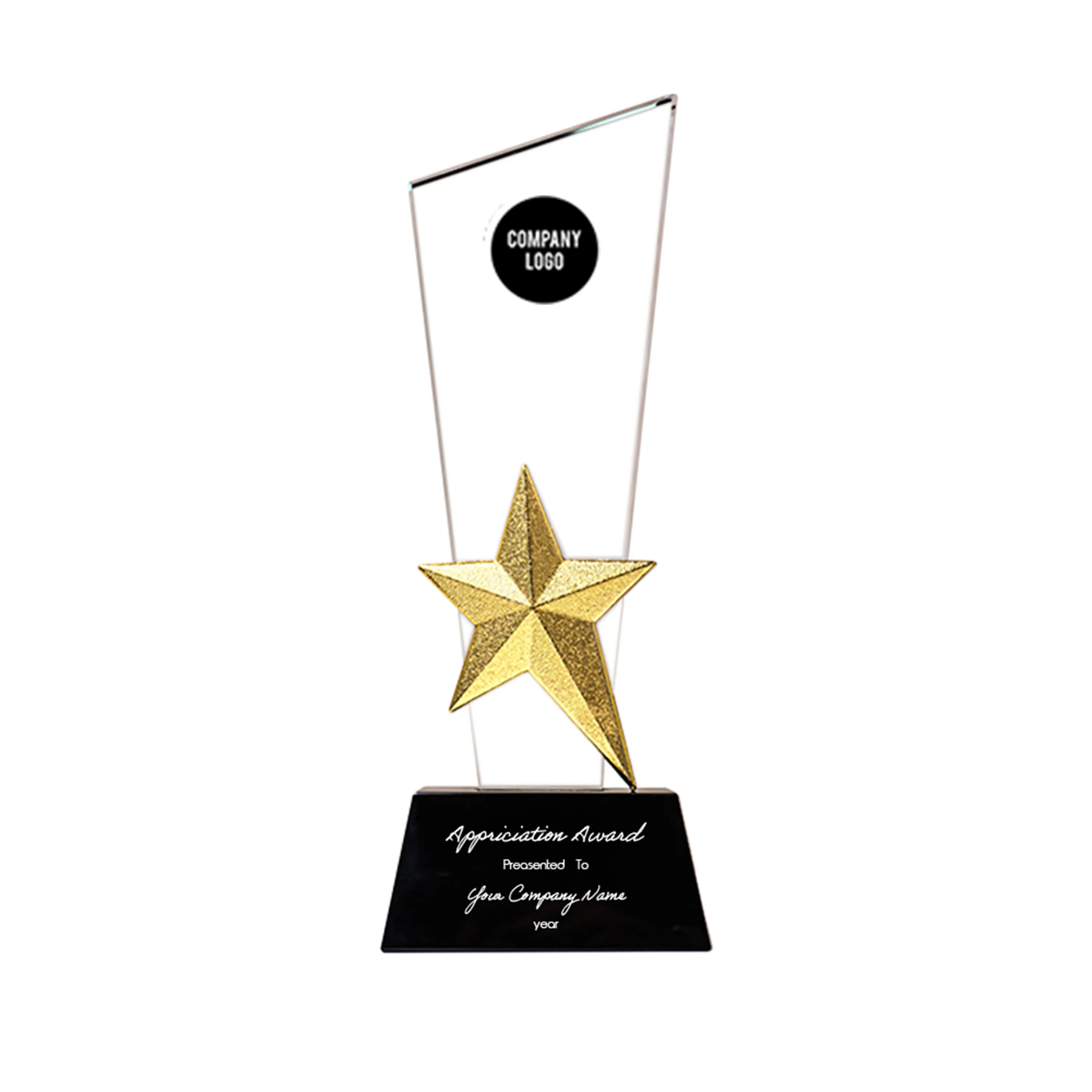 Crystal Trophy with Metal Star