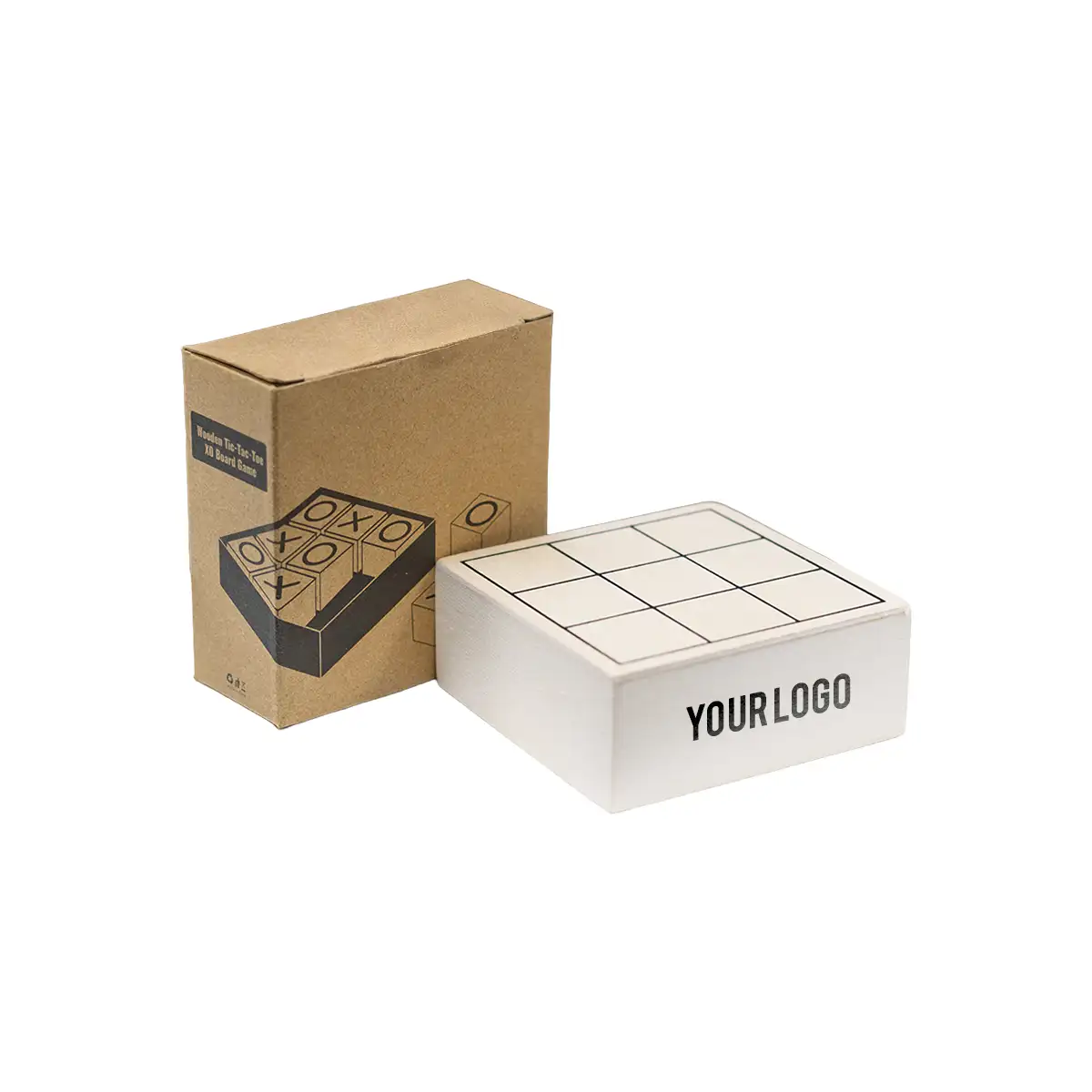 Wooden XO Tic-Tac-Toe game set with sliding wooden box
