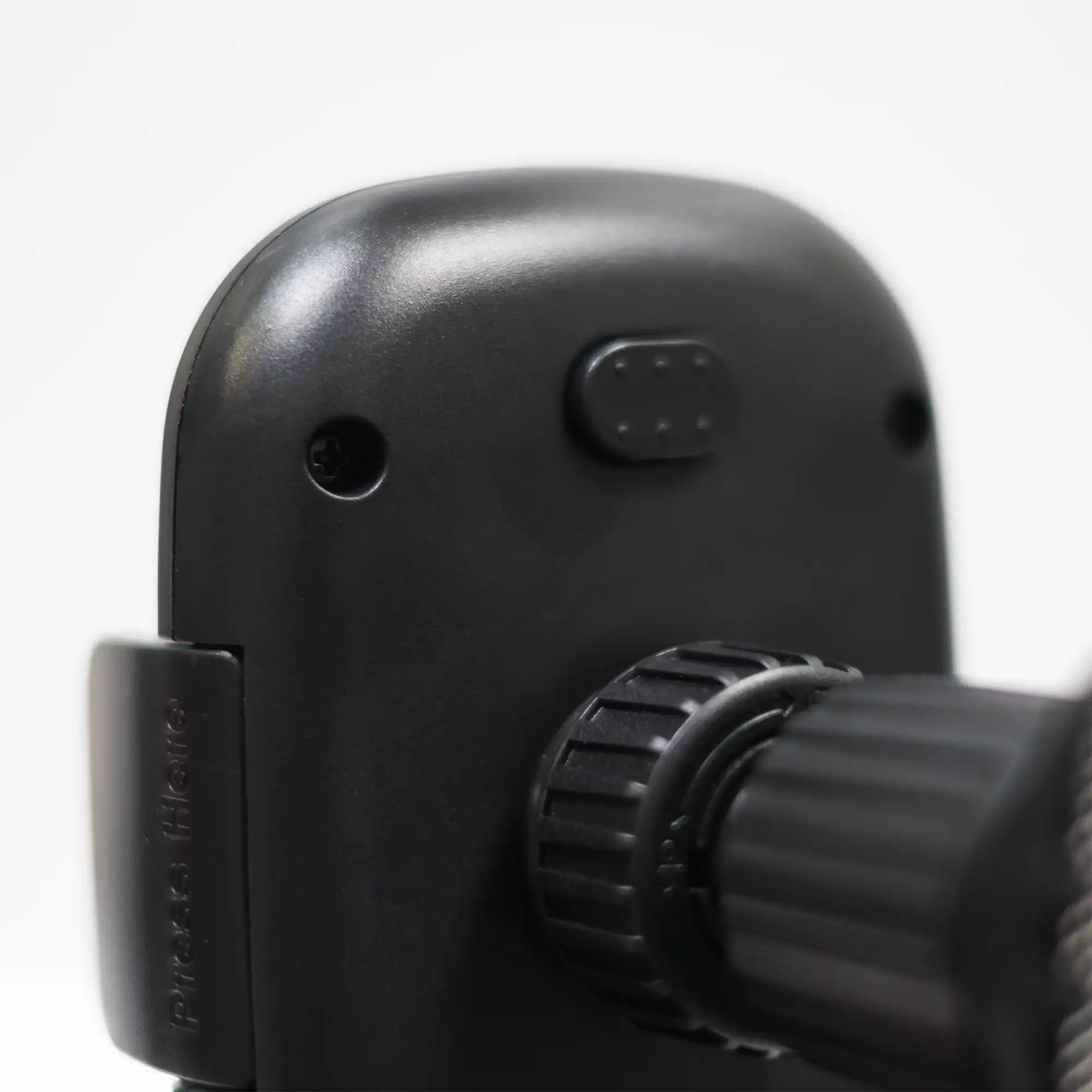 Side view of the car mobile holder showing the adjustable arm