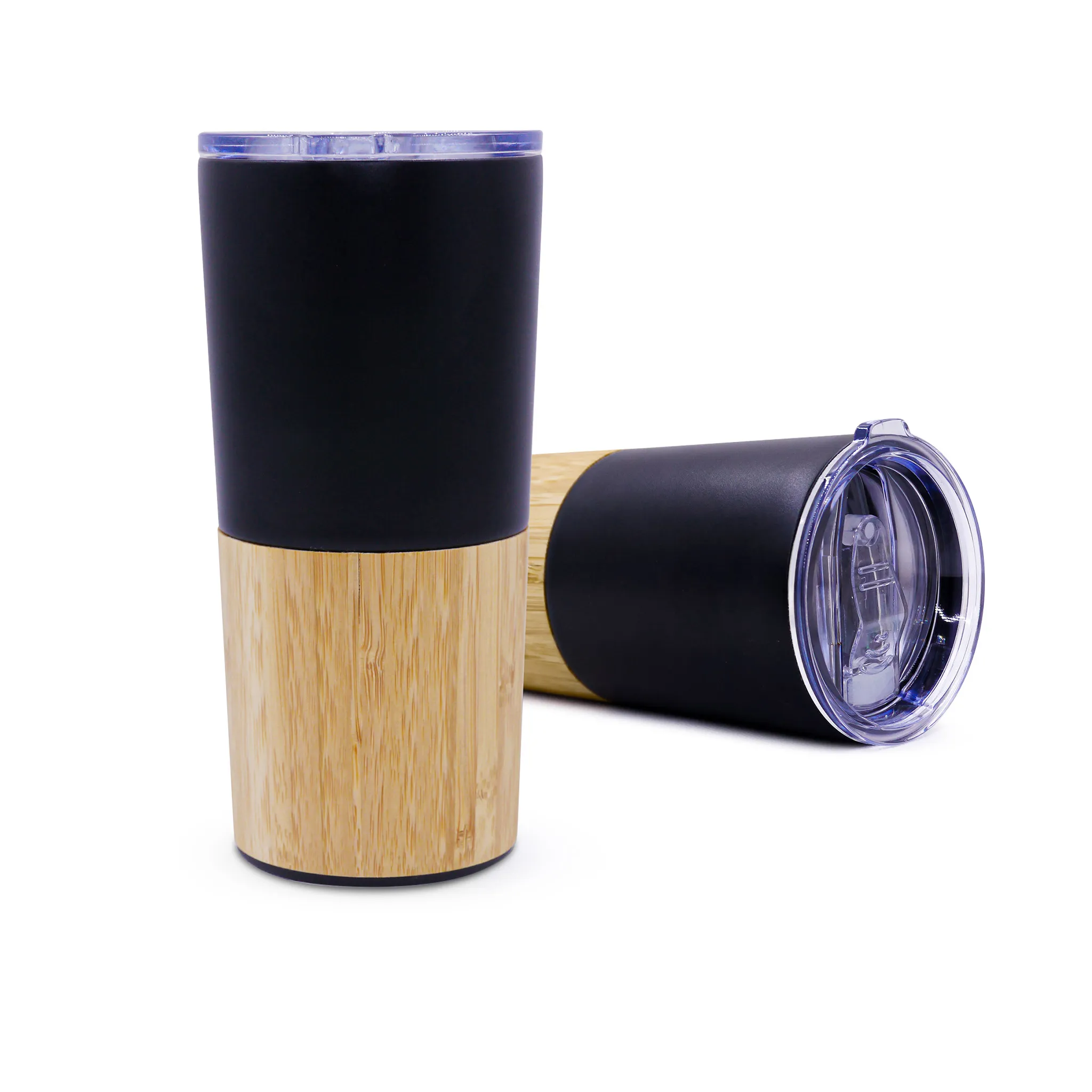 Stainless Steel & Bamboo Tumbler Black