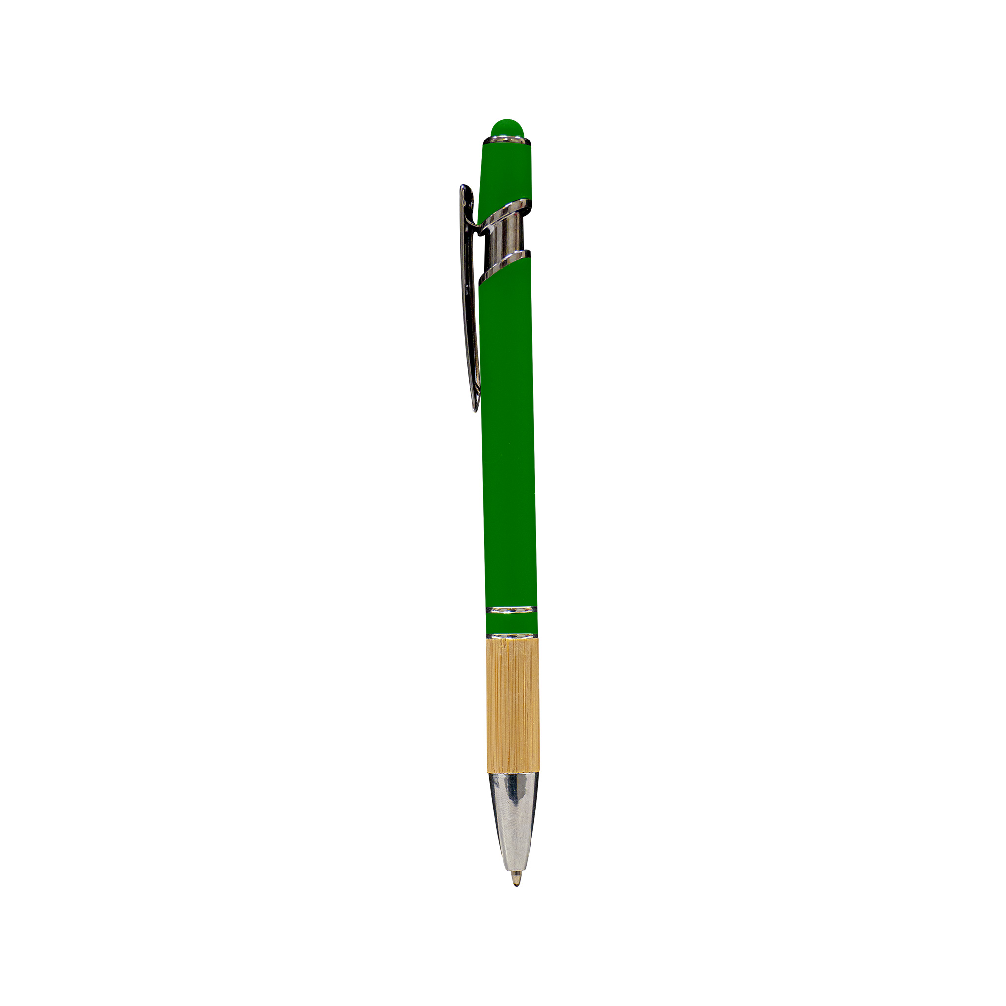 Metal Pen With Stylus and Bamboo Grip Green