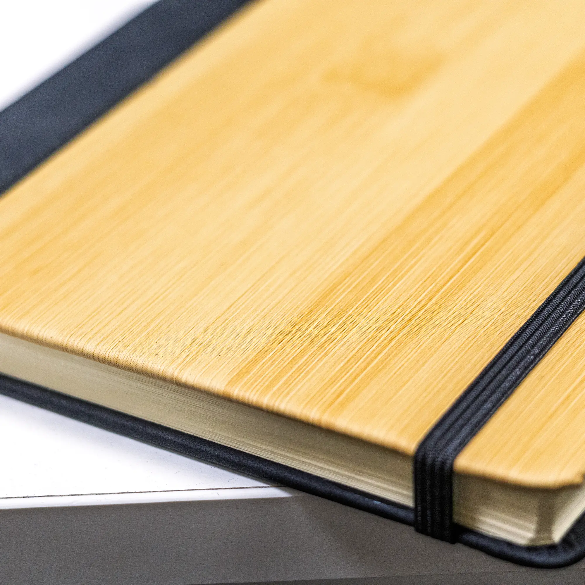 Promotional PU Notebook with Bamboo Finish Black