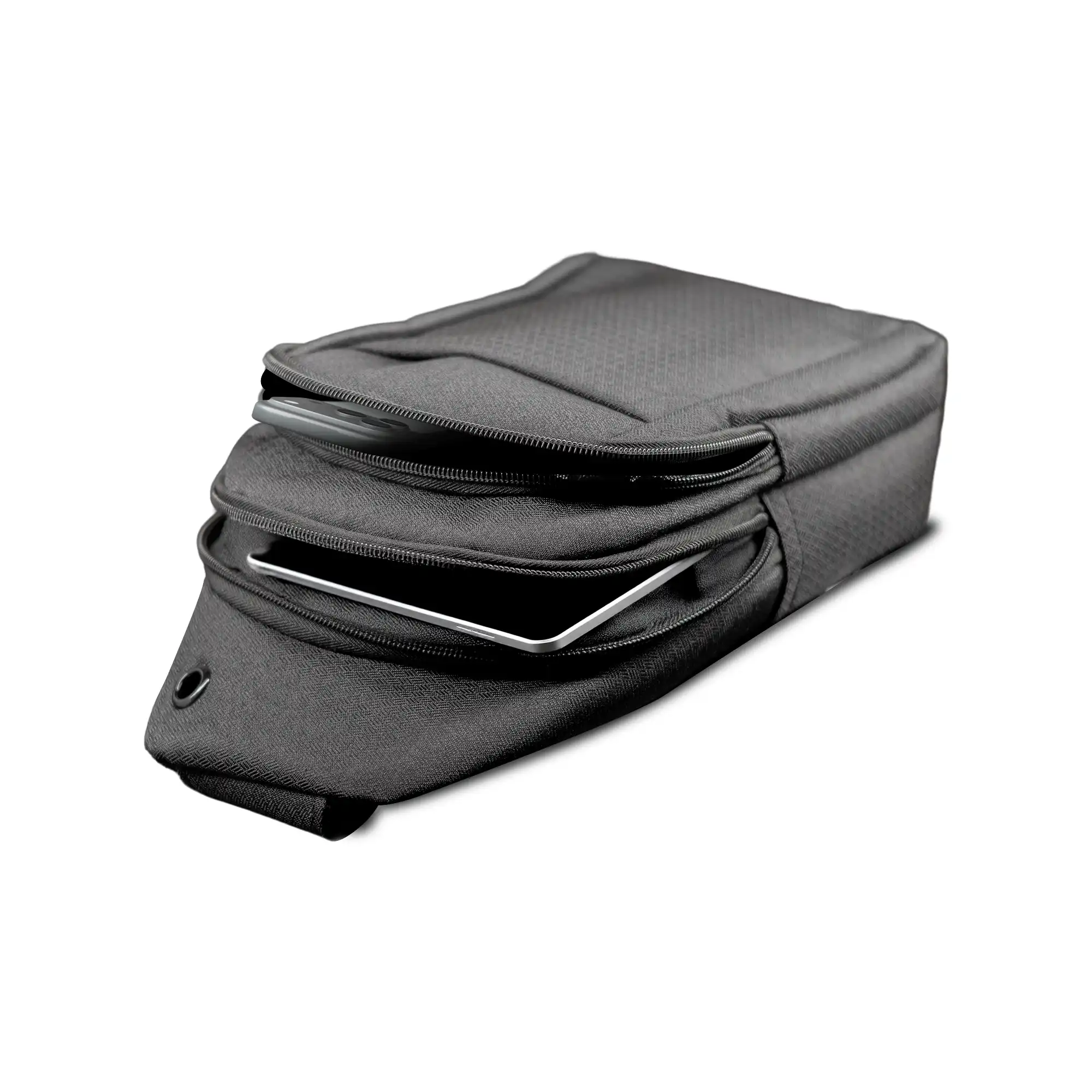 Compact black shoulder side bag with adjustable strap and zipper compartments  9. SEO Keywords Embedded: