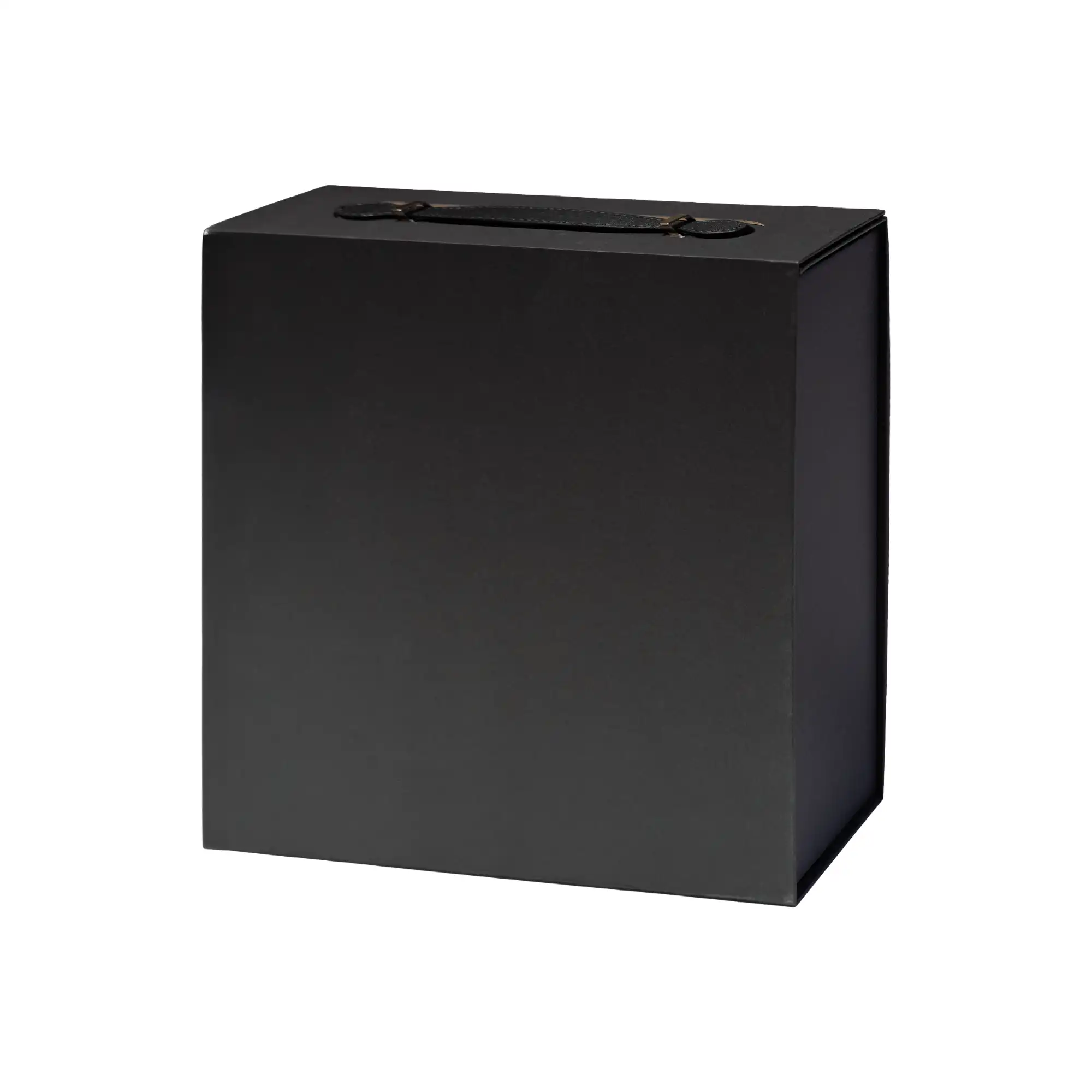 Luxury Gift Box with PU Leather Handle Black