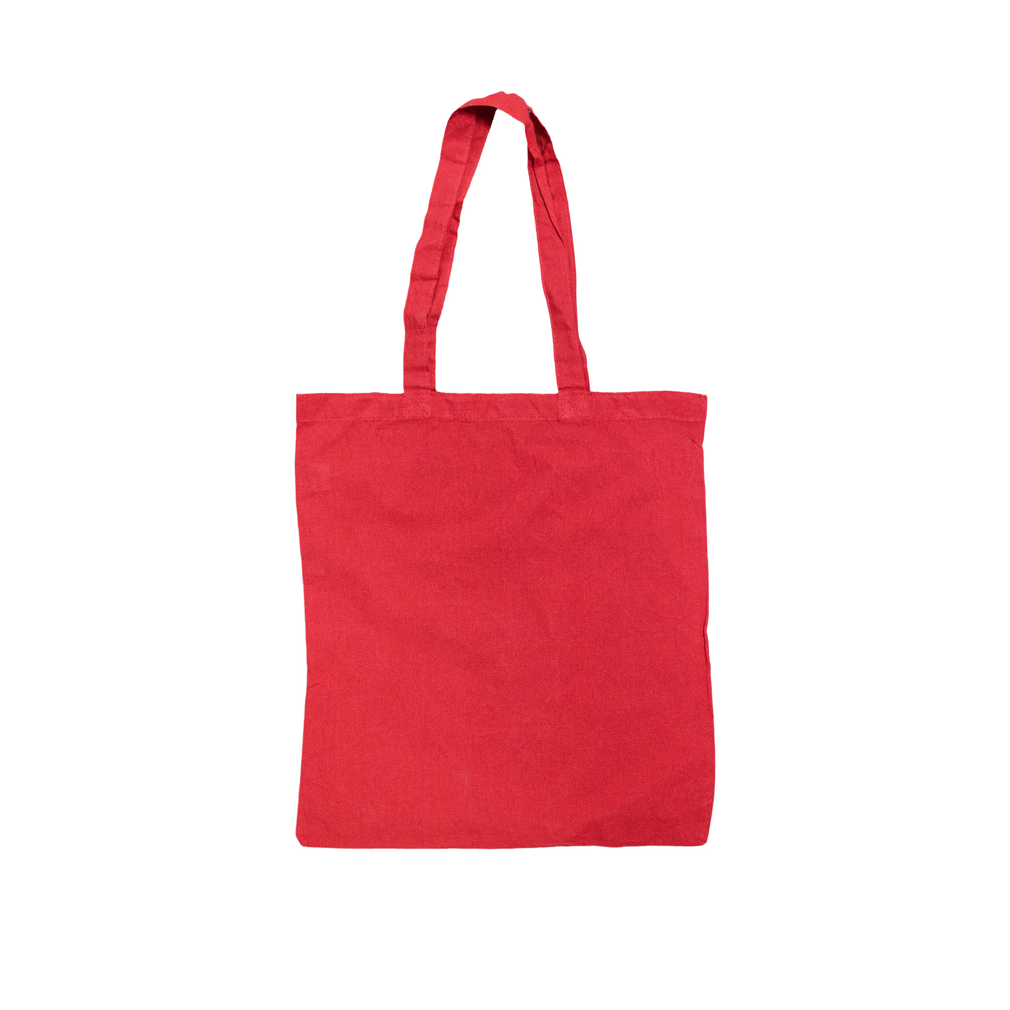 Red recycled cotton tote bag with long handles – sustainable and reusable