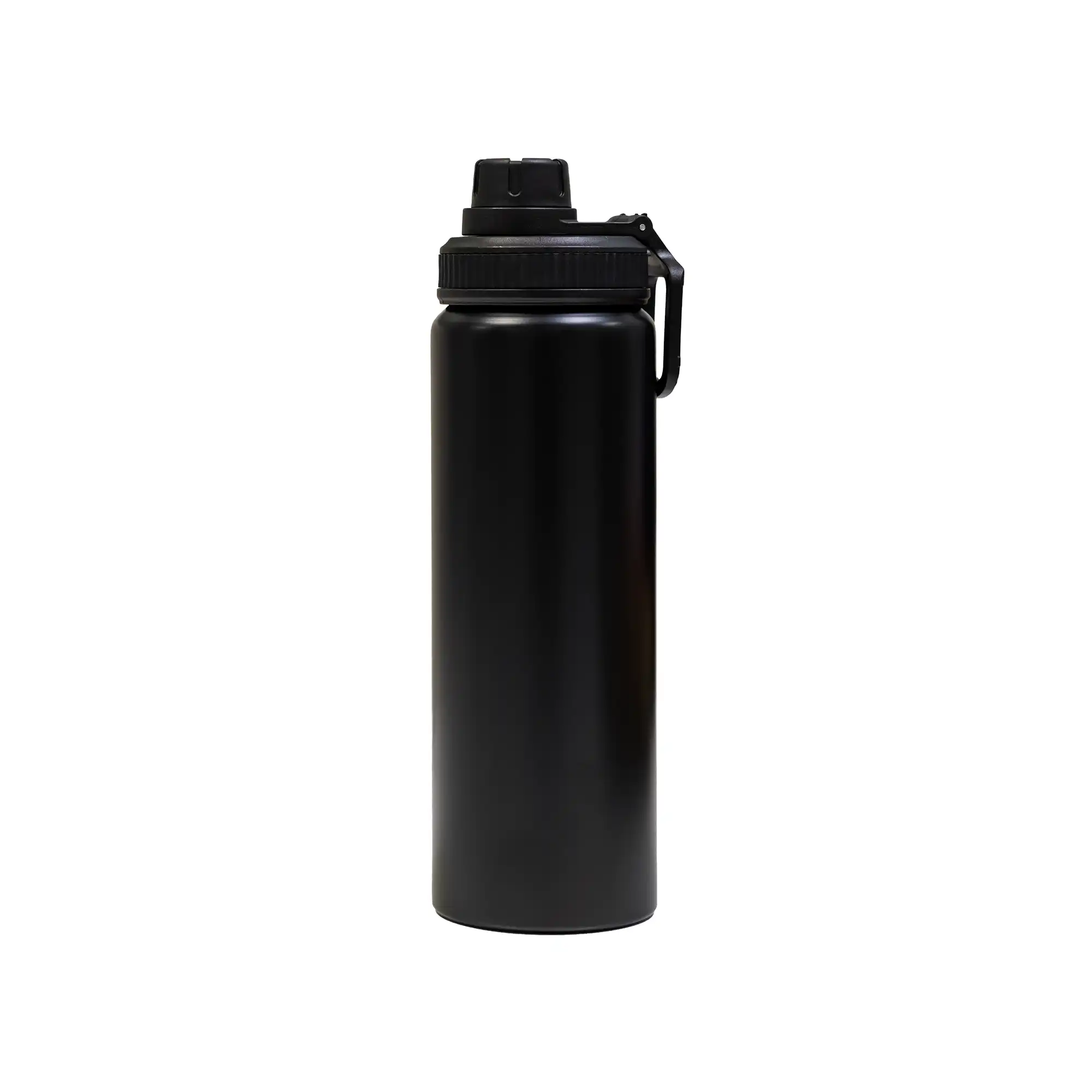 Reusable aluminium sports bottle with handle, 800 ml capacity, black and white color options for corporate gifting.