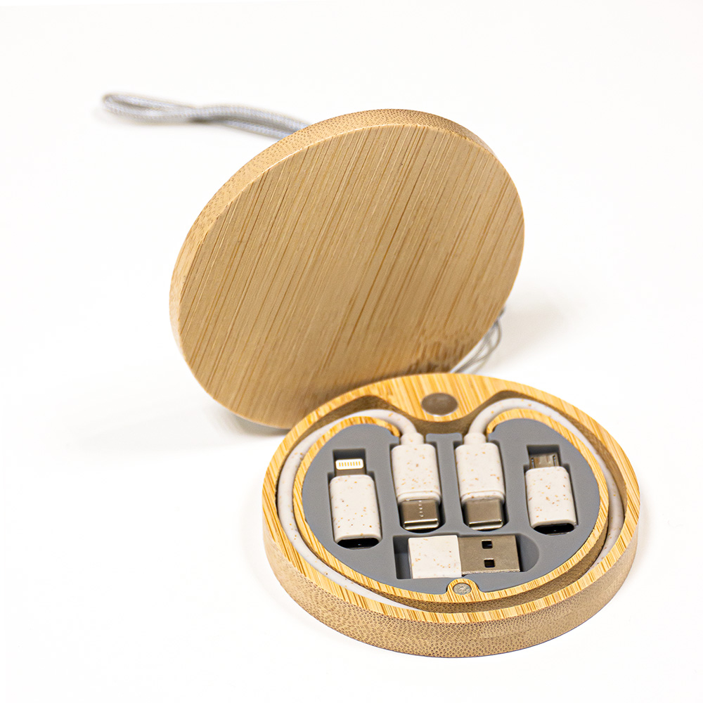 Bamboo Charging cable set Round