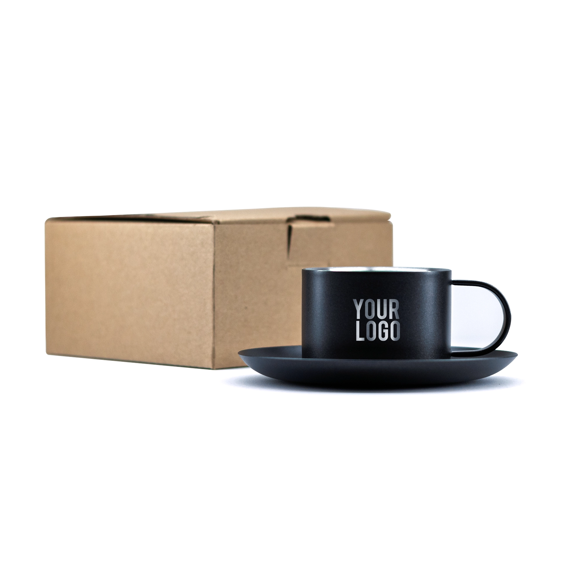 Black Coated Stainless Steel Cup & Saucer Set – 80ml