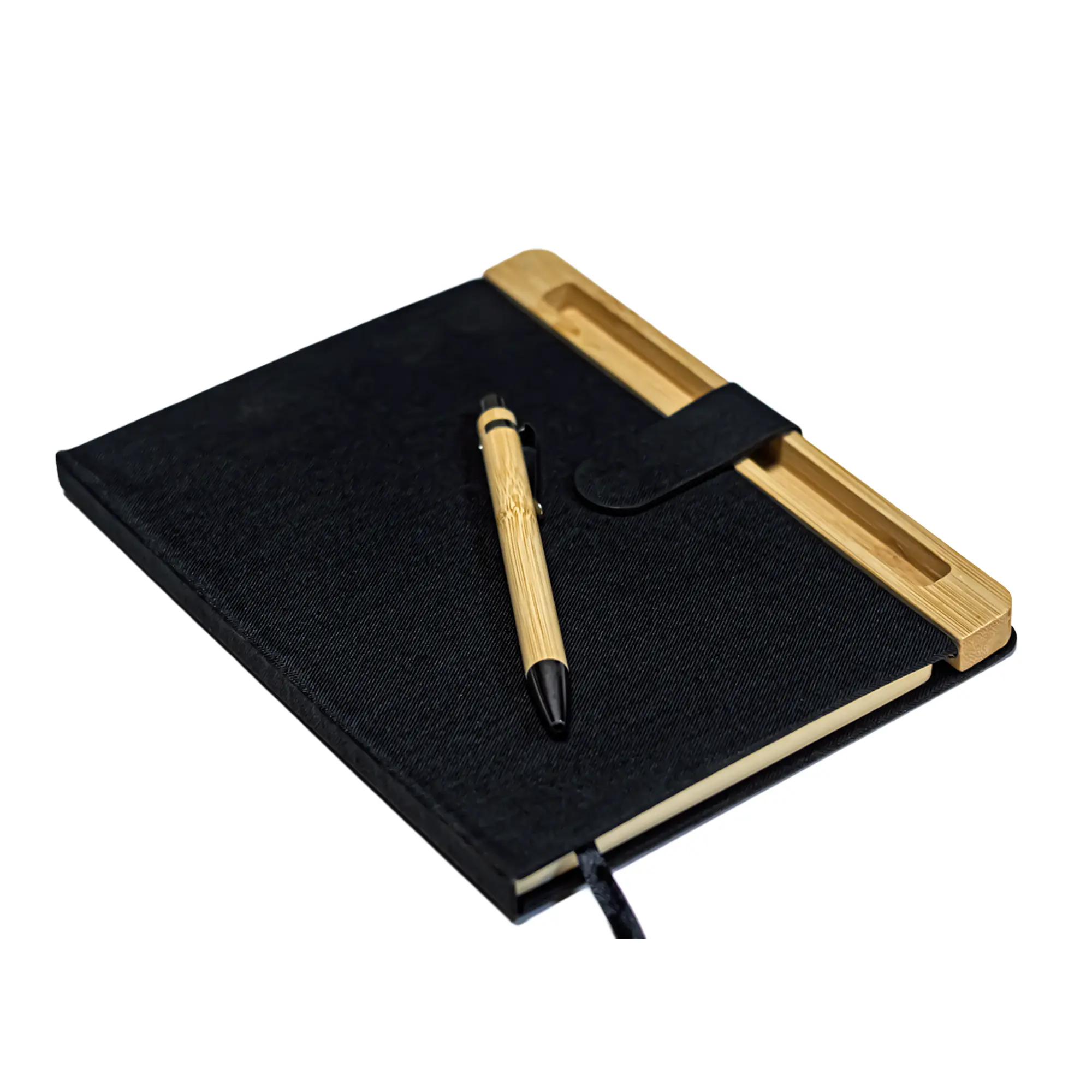 Magnetic RPET + Bamboo Notebook with Pen