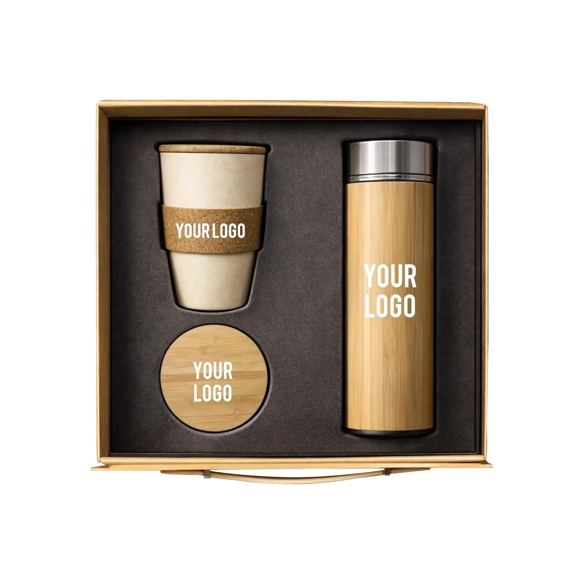 EcoBrew Essentials bamboo thermos digital temp display corporate gift set UAE