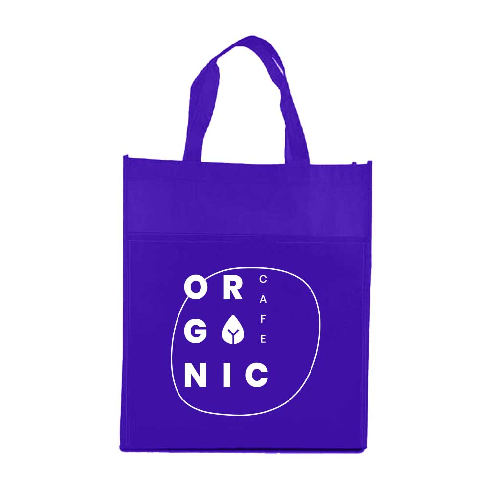 Non Woven bag with front pocket Blue