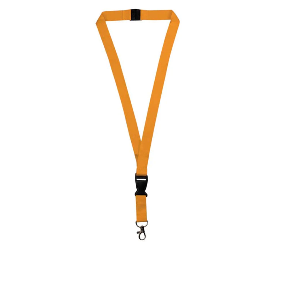 Lanyard With Buckle Metal Hook And Safety Clip Orange