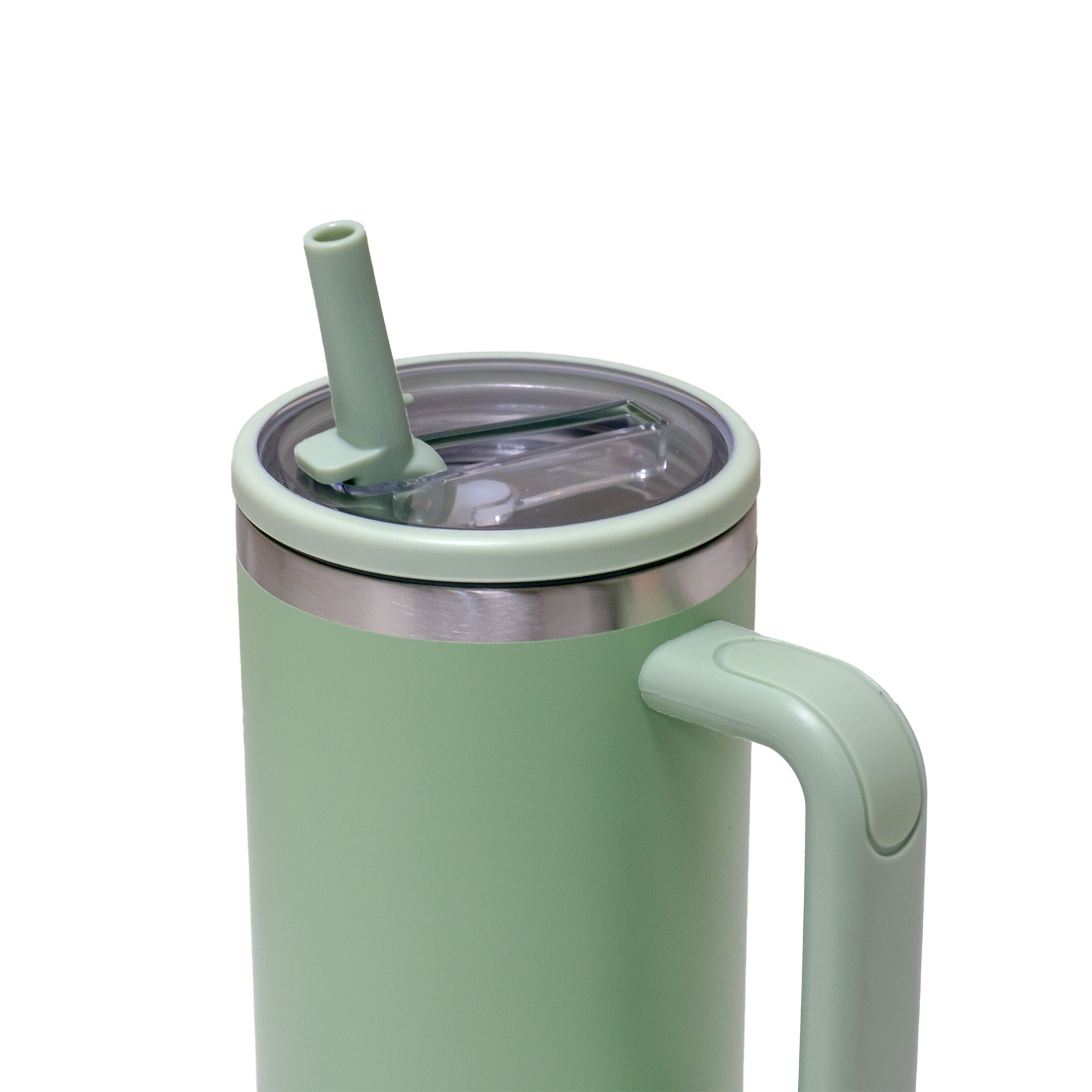 Double Walled Tumbler With Handle And Flip Straw