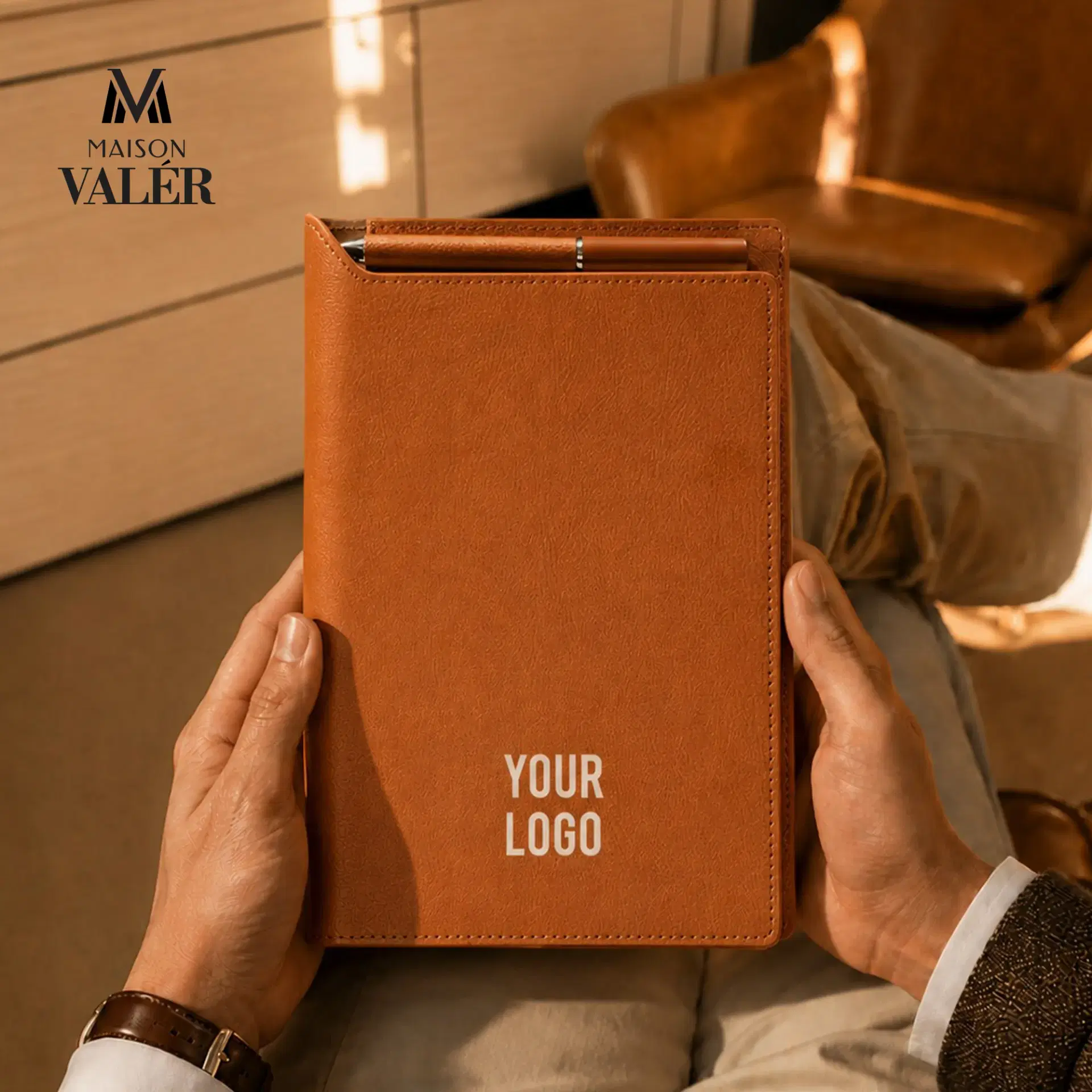 Maison Valer Executive Organizer with Magnetic Pen Holder Brown