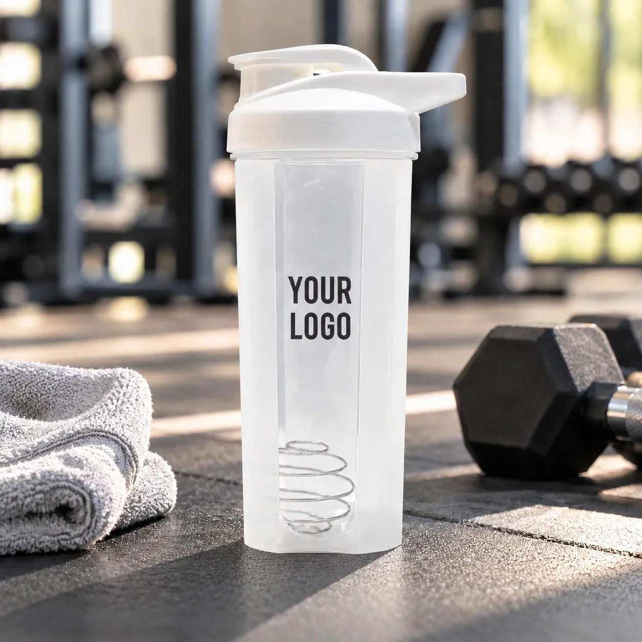 Customizable 700 ml sports protein shaker with mixing ball and flip‑top lid