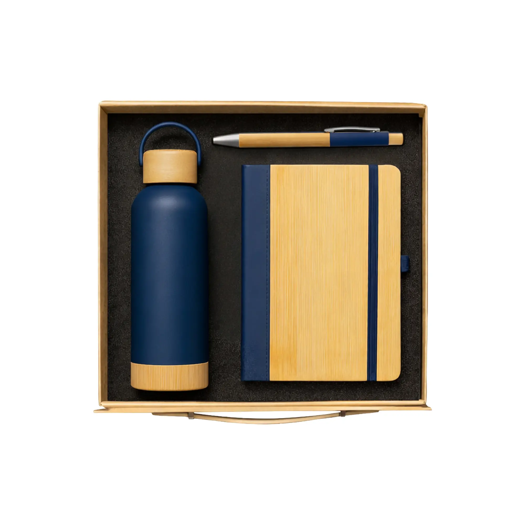 EcoBlend Trio navy blue corporate gift set bamboo bottle notebook pen UAE