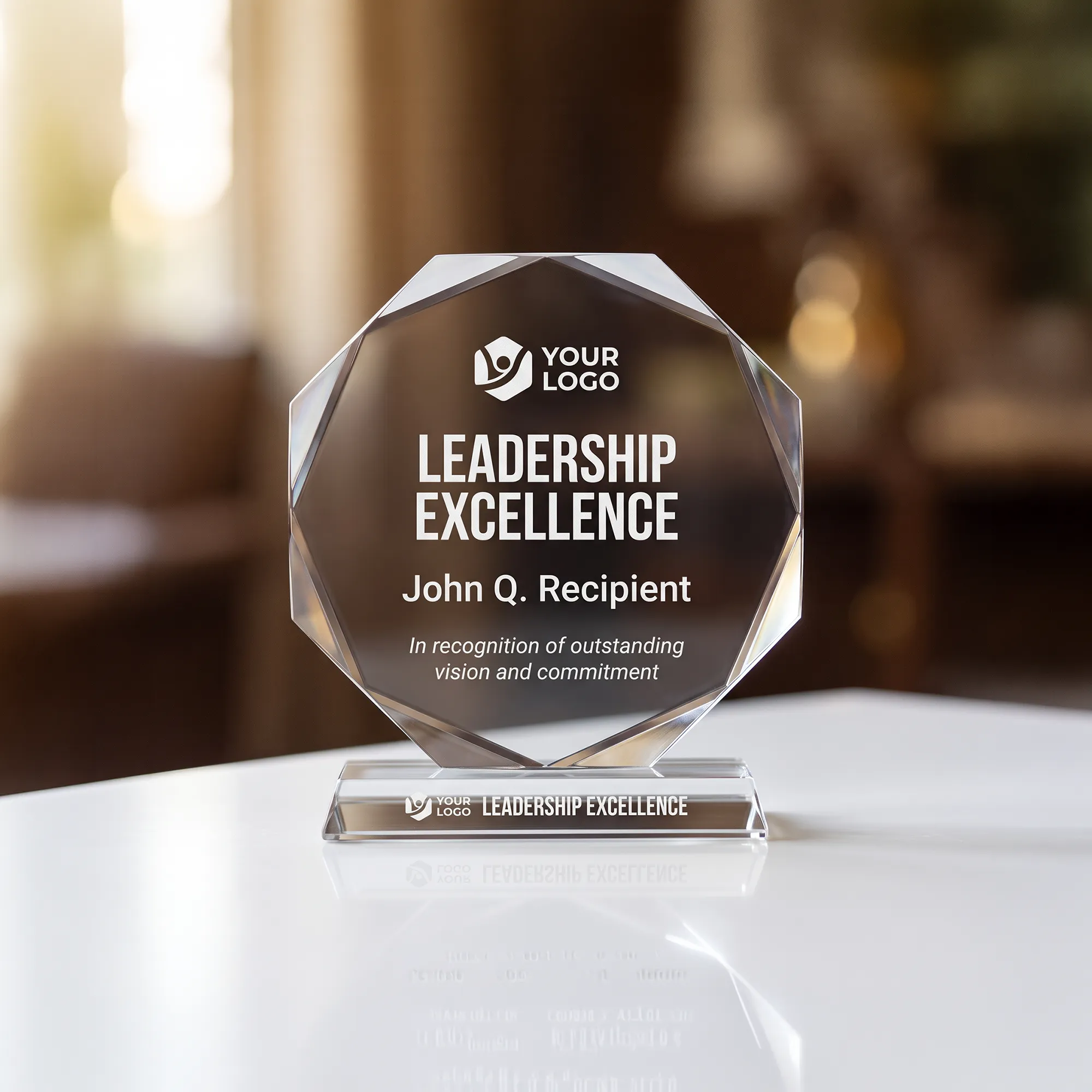 Octagon Crystal Award Small
