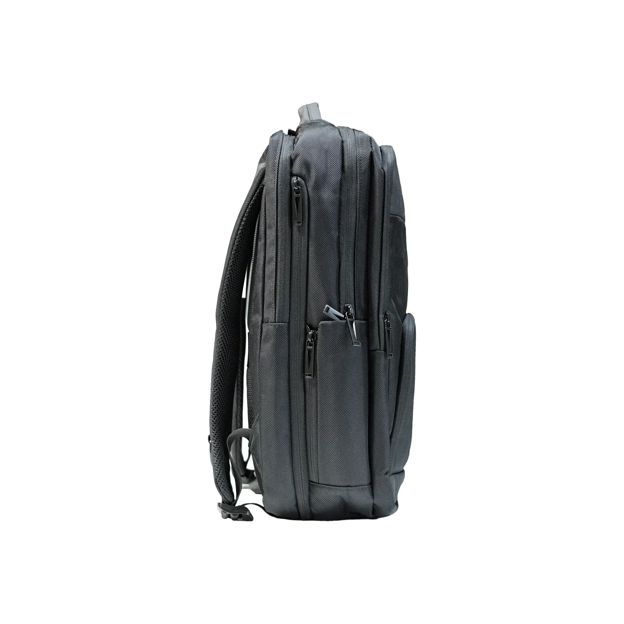 Black executive laptop backpack with USB charging port and multiple compartments