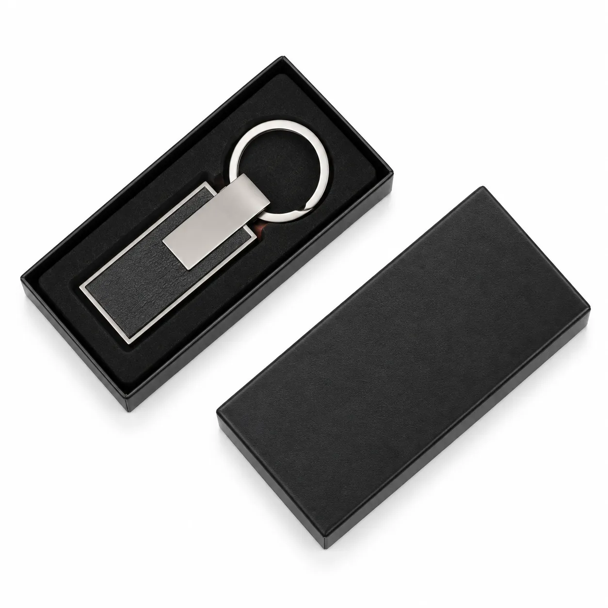 Gunmetal PU Strap Keychain Black