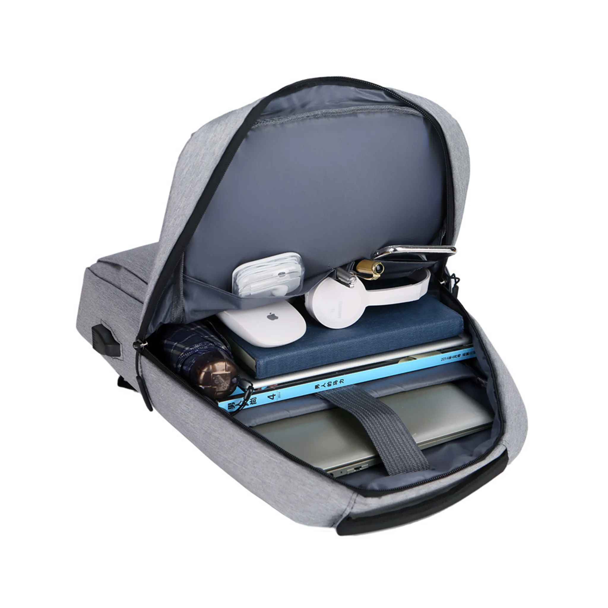 Backpack with USB Charging Point Gray