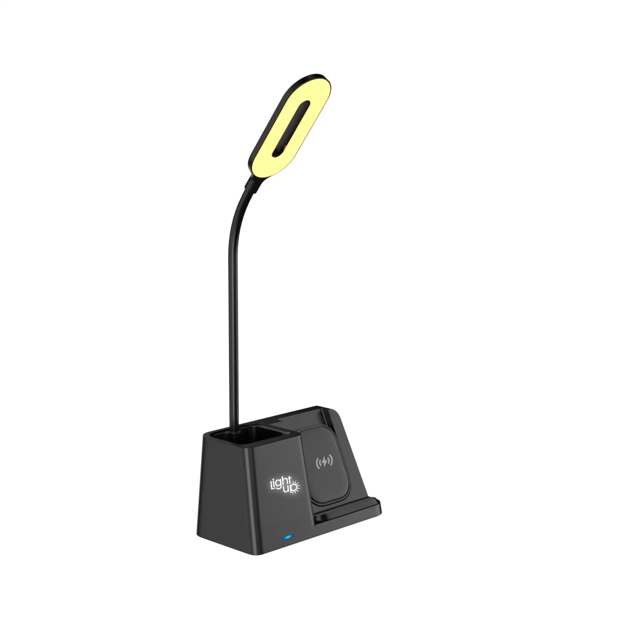 3-in-1 wireless charger with LED desk lamp and smartphone stand