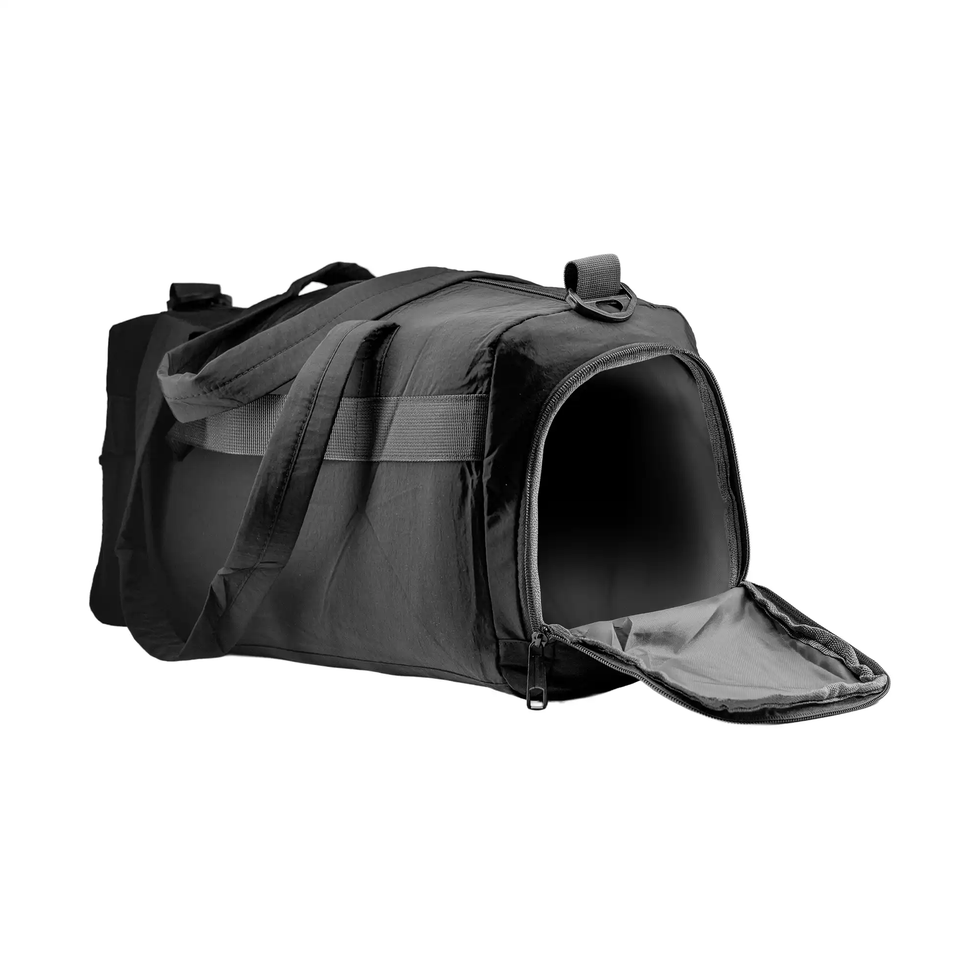 Black executive duffle bag with shoulder strap and spacious compartments for travel