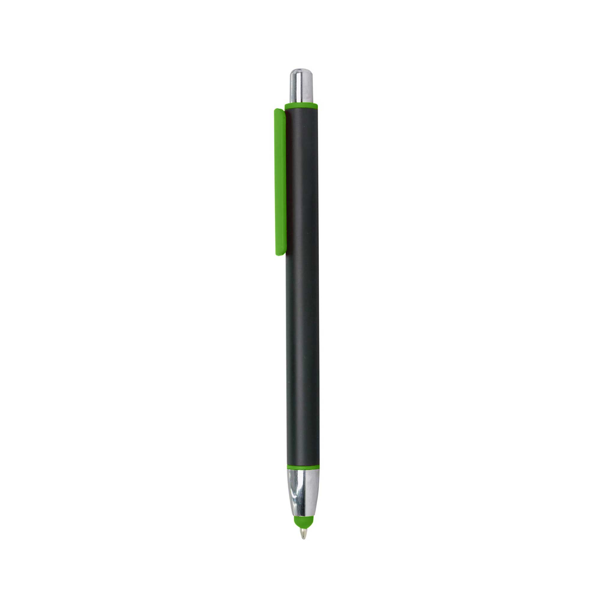 Black Metal Pen With Color Stylus And Clip Green