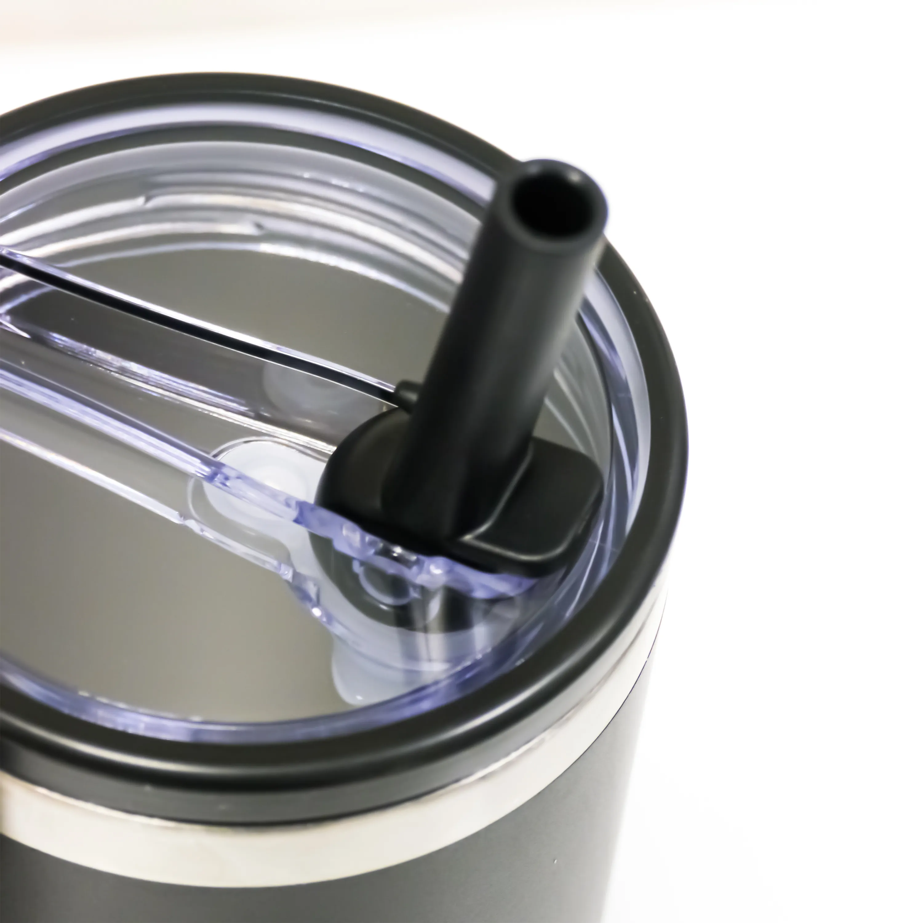 Double Walled Tumbler With Handle And Flip Straw Black