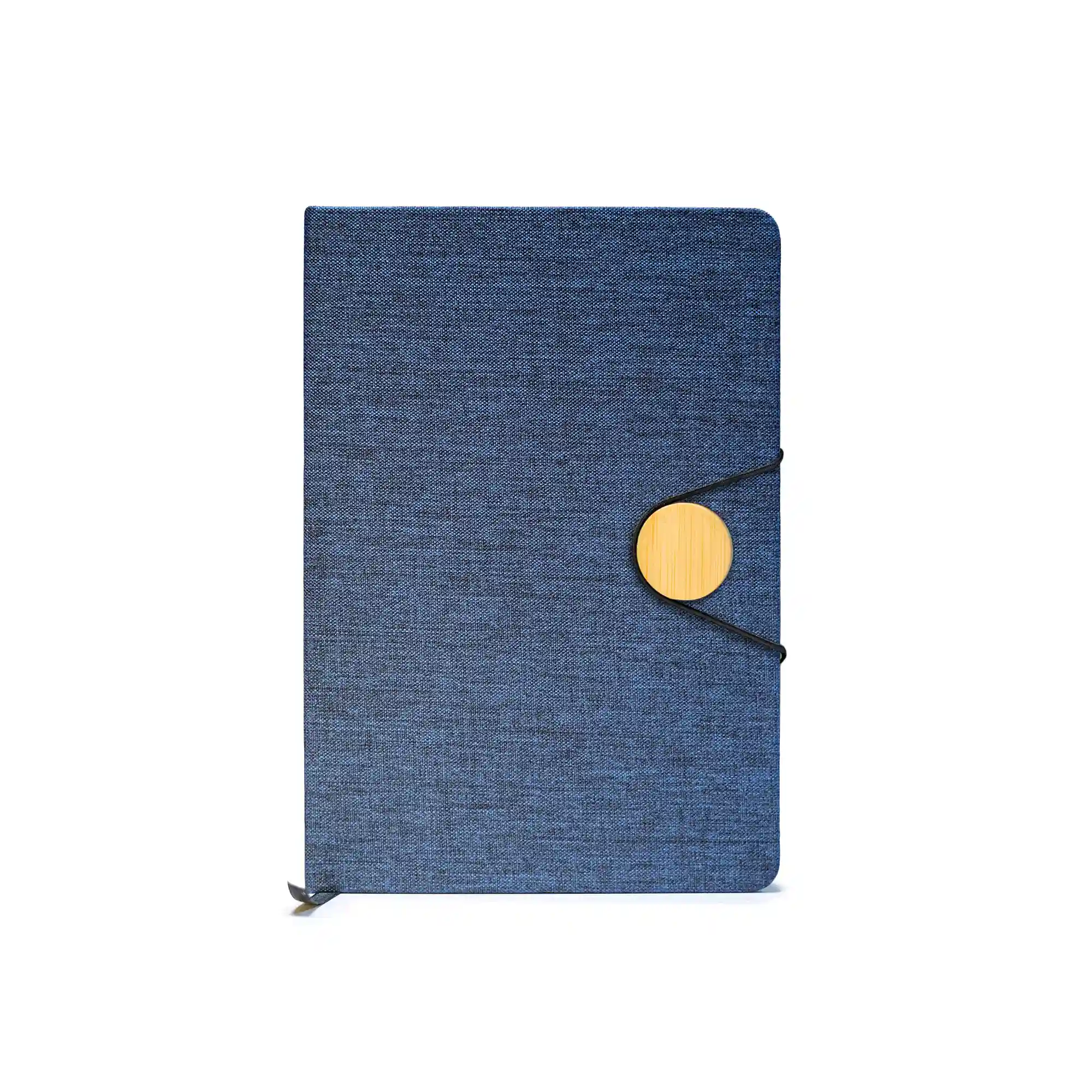RPET + Bamboo Button Notebook – Dual-Tone Executive Journal Blue