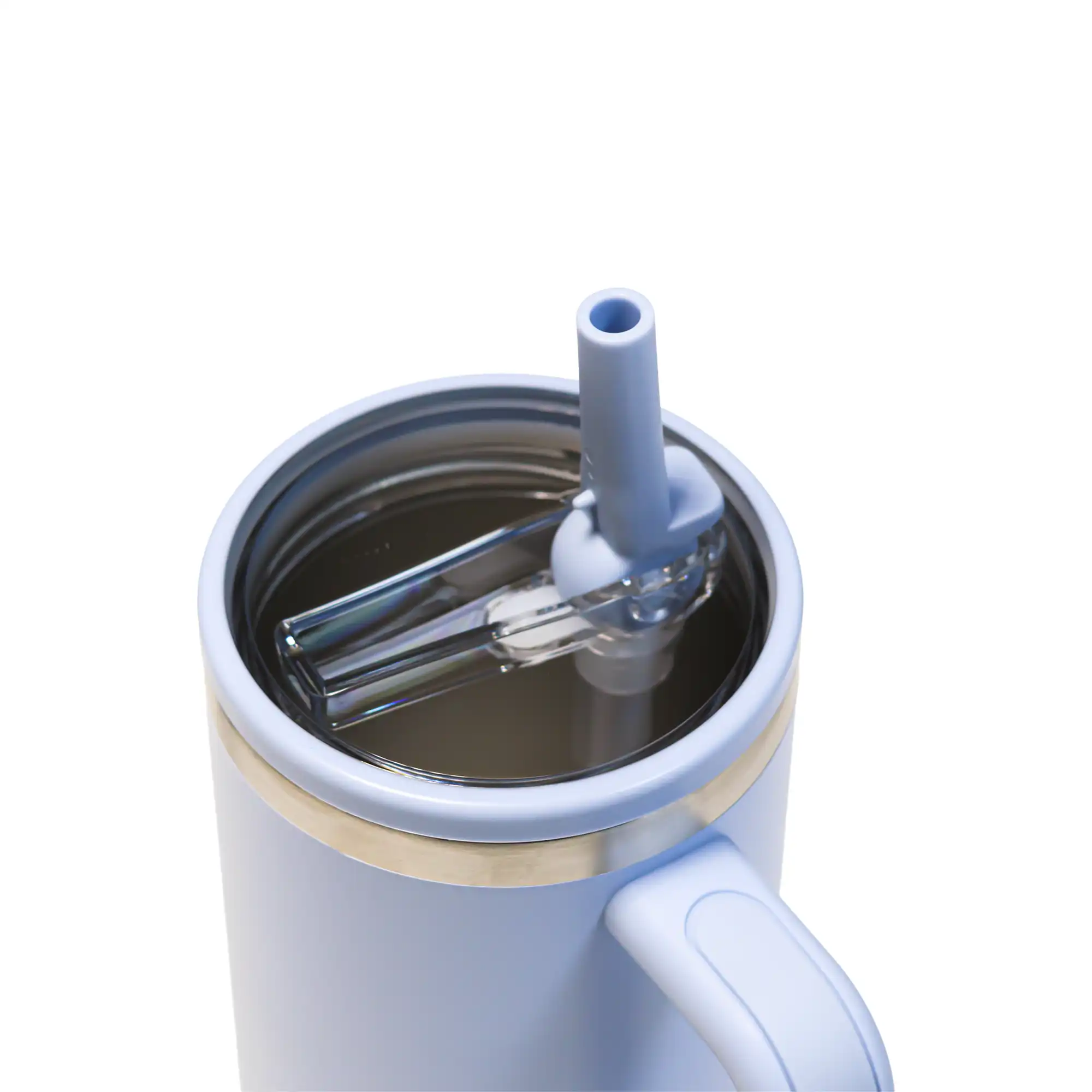 Double Walled Tumbler With Handle And Flip Straw