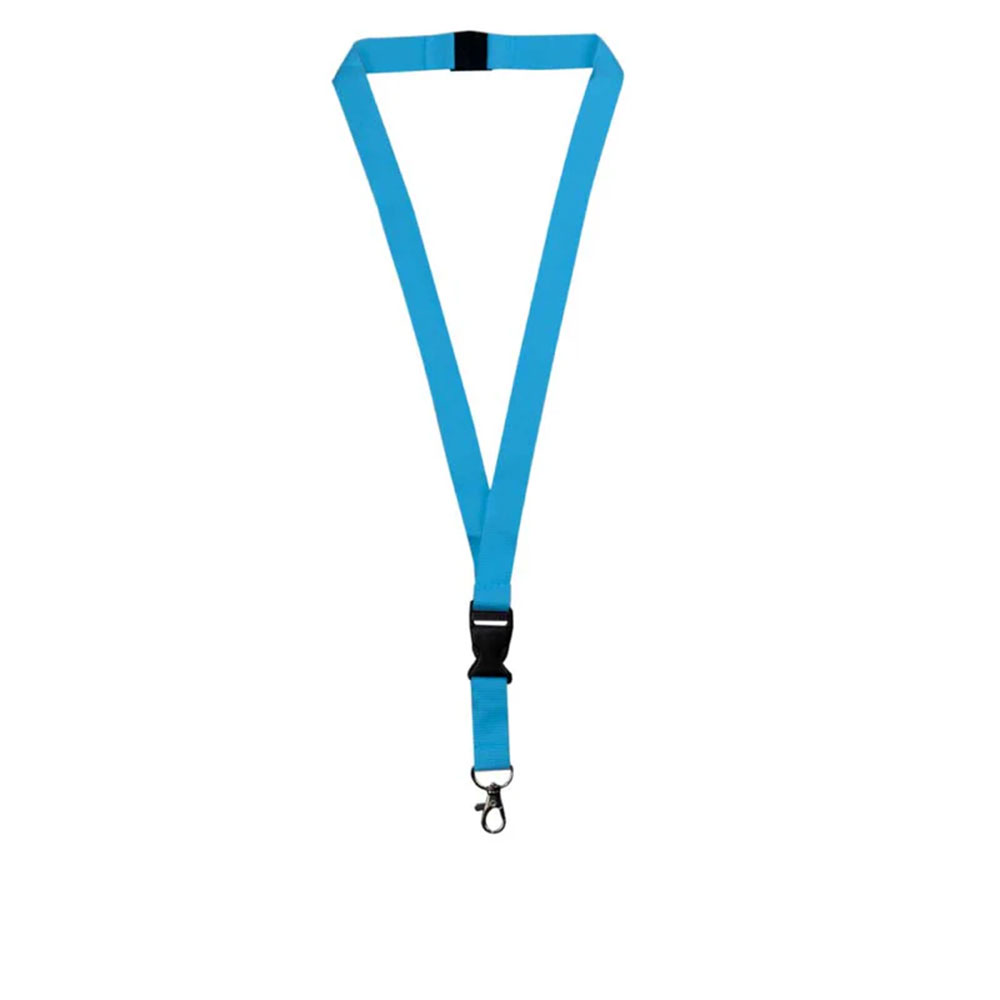 Lanyard With Buckle Metal Hook And Safety Clip Light Blue