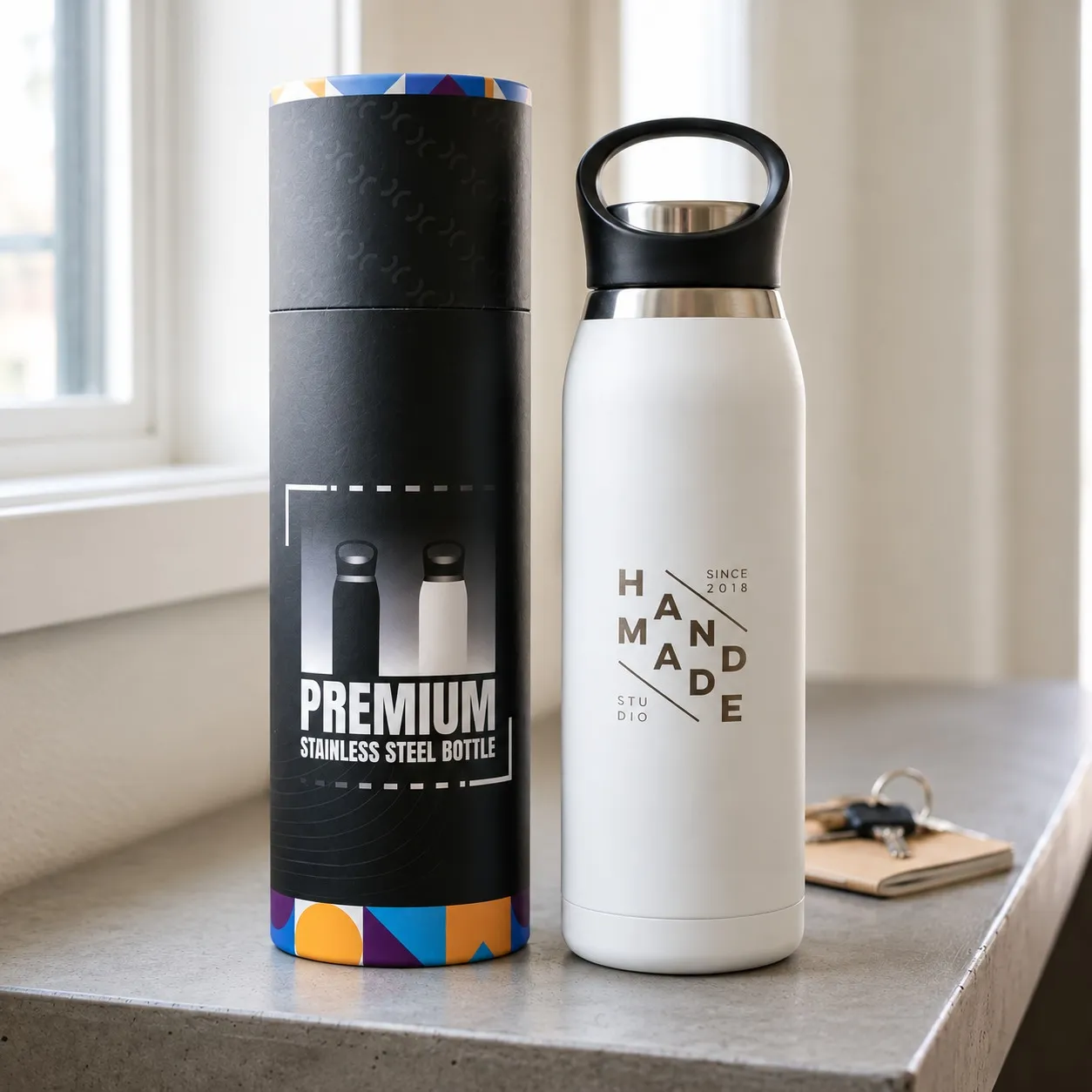 Double Wall Stainless Steel Bottle with Handle