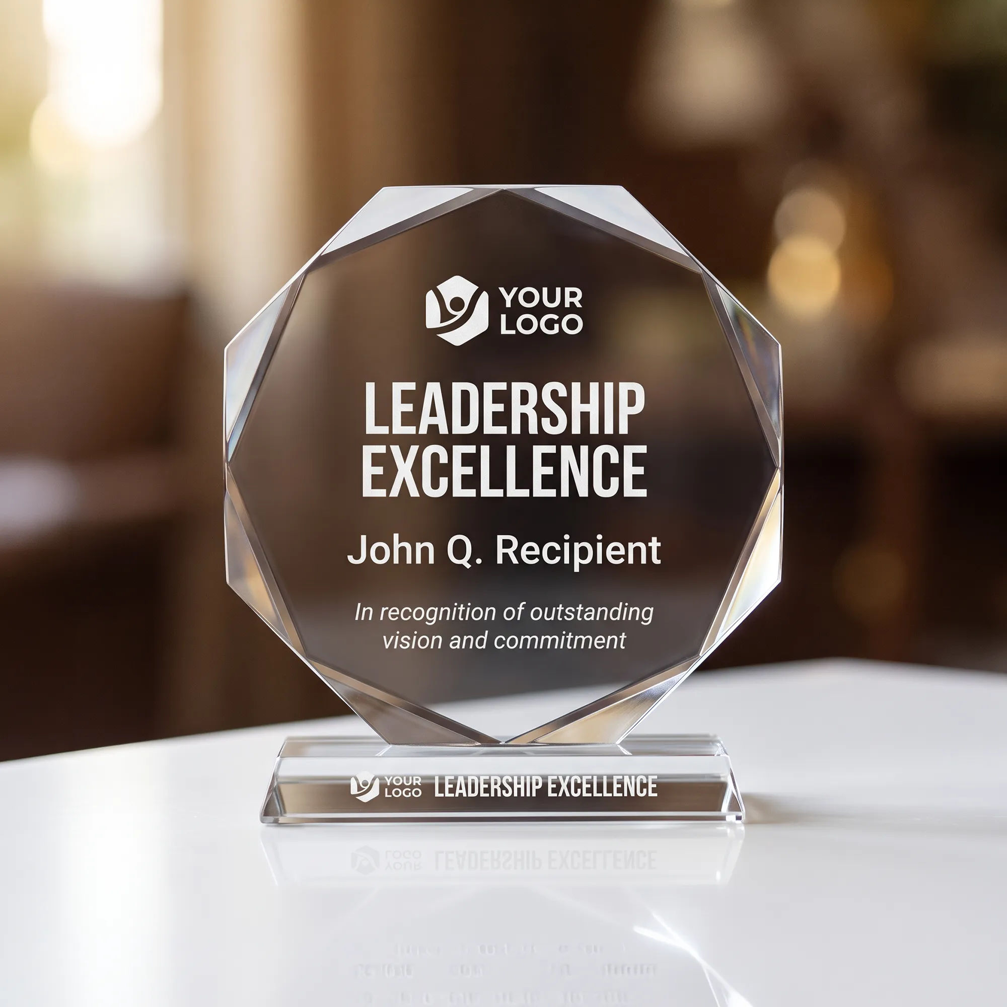 Octagon Crystal Award Medium