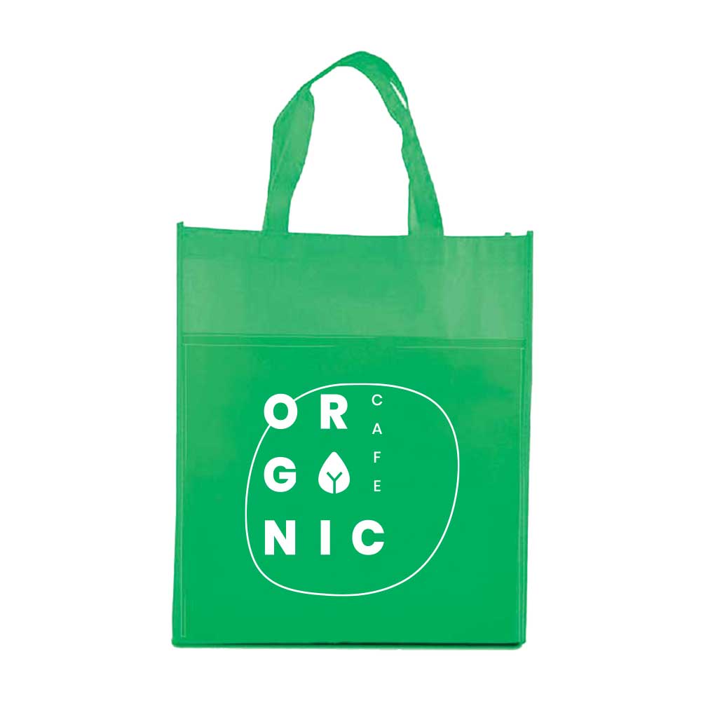 Non Woven bag with front pocket Green