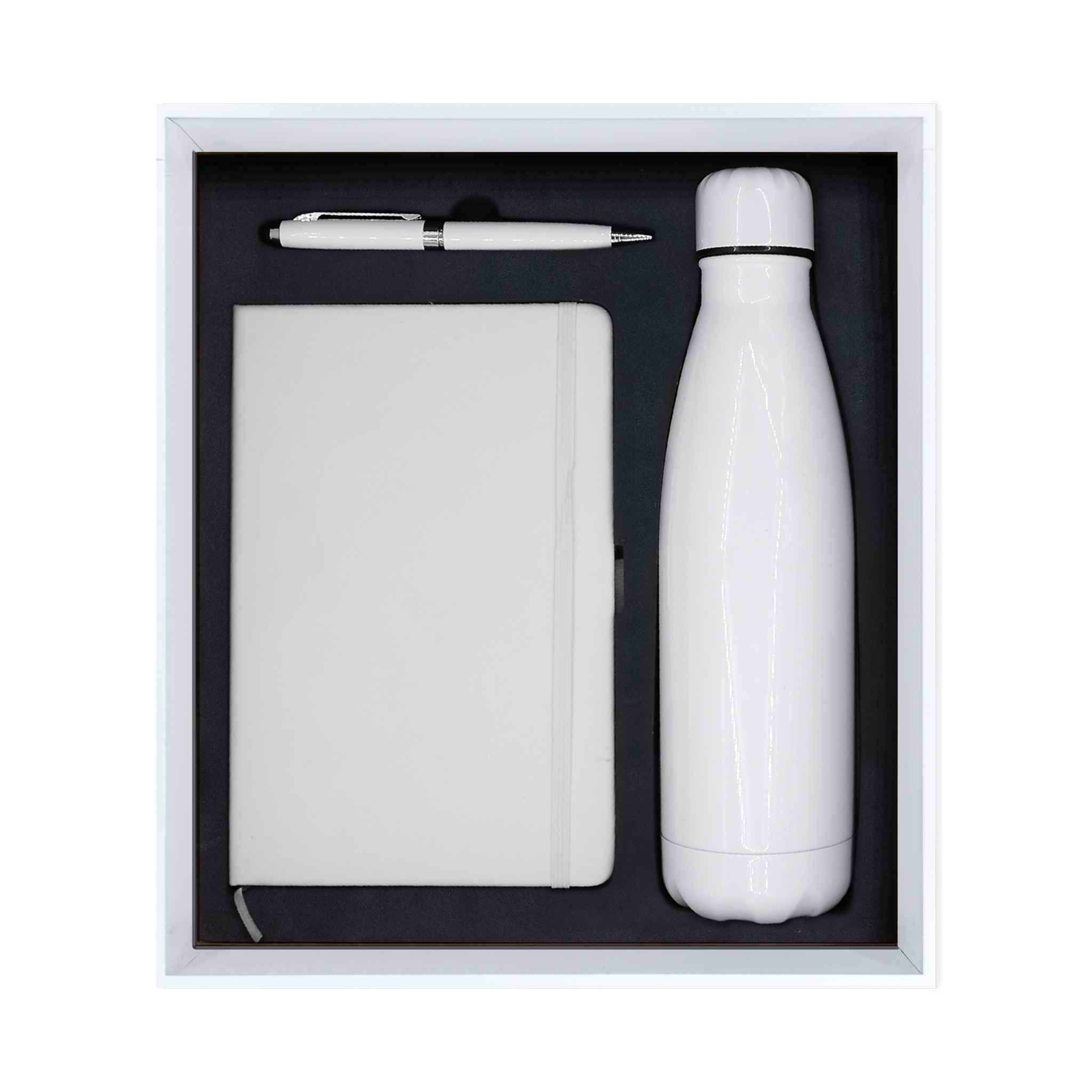Promotional Giftset with White Notebook Pen and Bottle