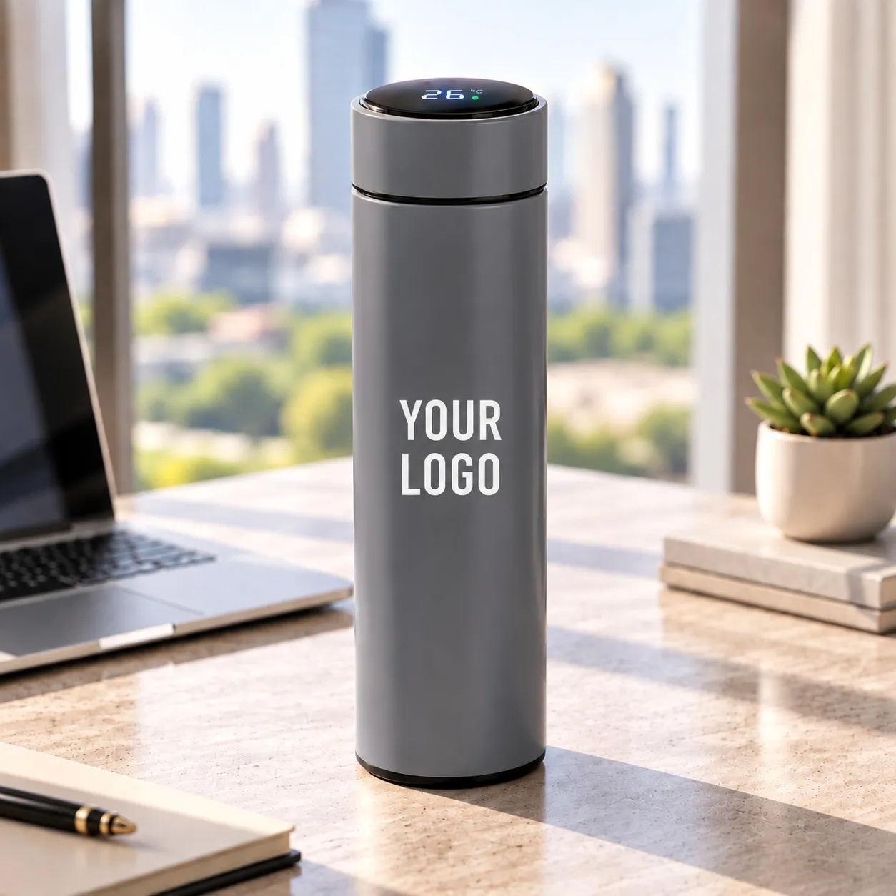 Smart LED Temperature Display Bottle – Navy Blue