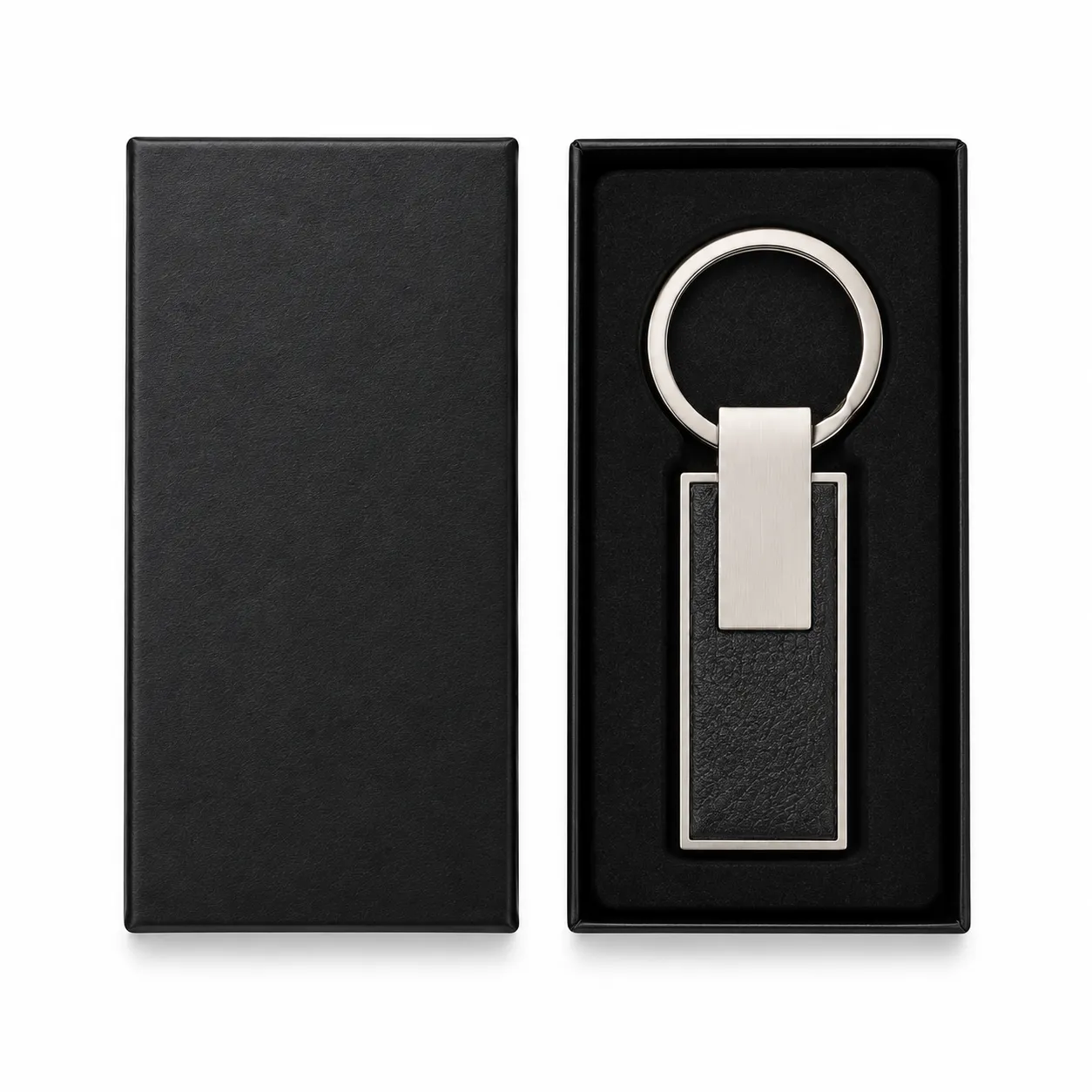 Gunmetal PU Strap Keychain Black