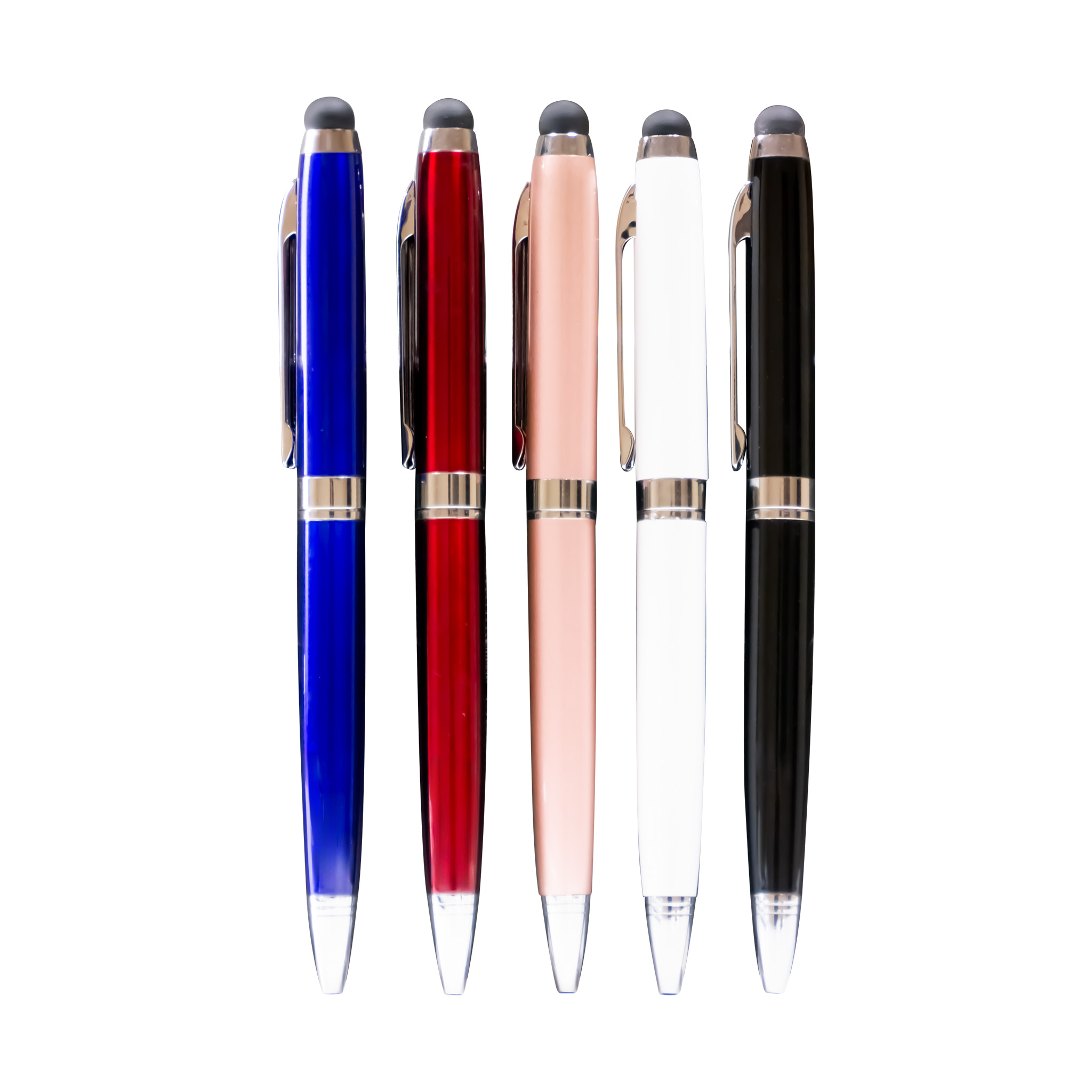Metal Pen With Ring And Stylus Blue