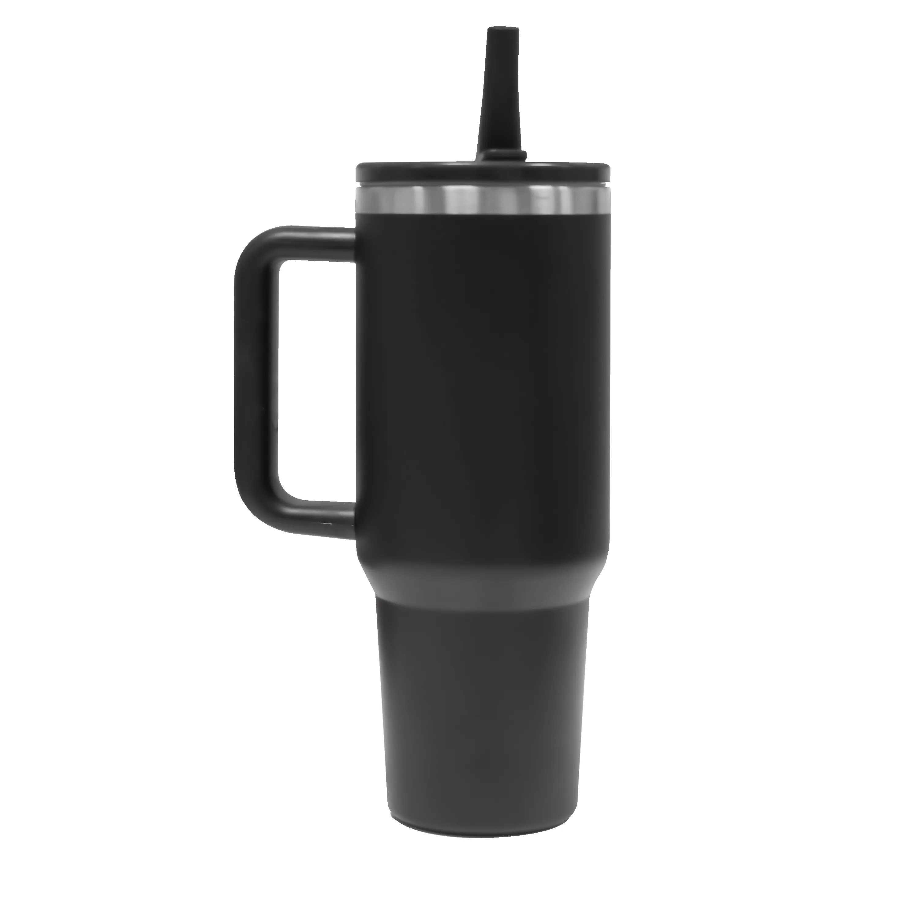 Double Walled Tumbler With Handle And Flip Straw Black