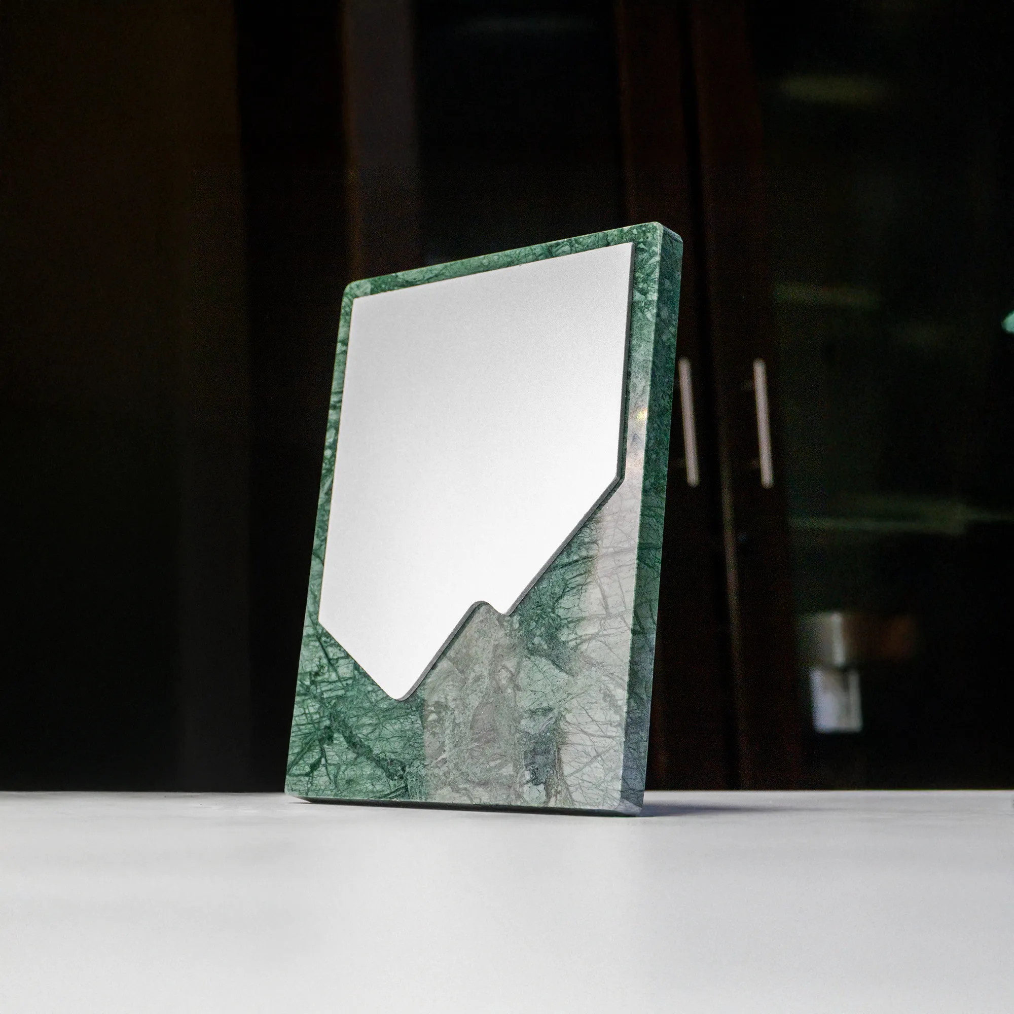 Green Stone Plaque Award With Metal Plate