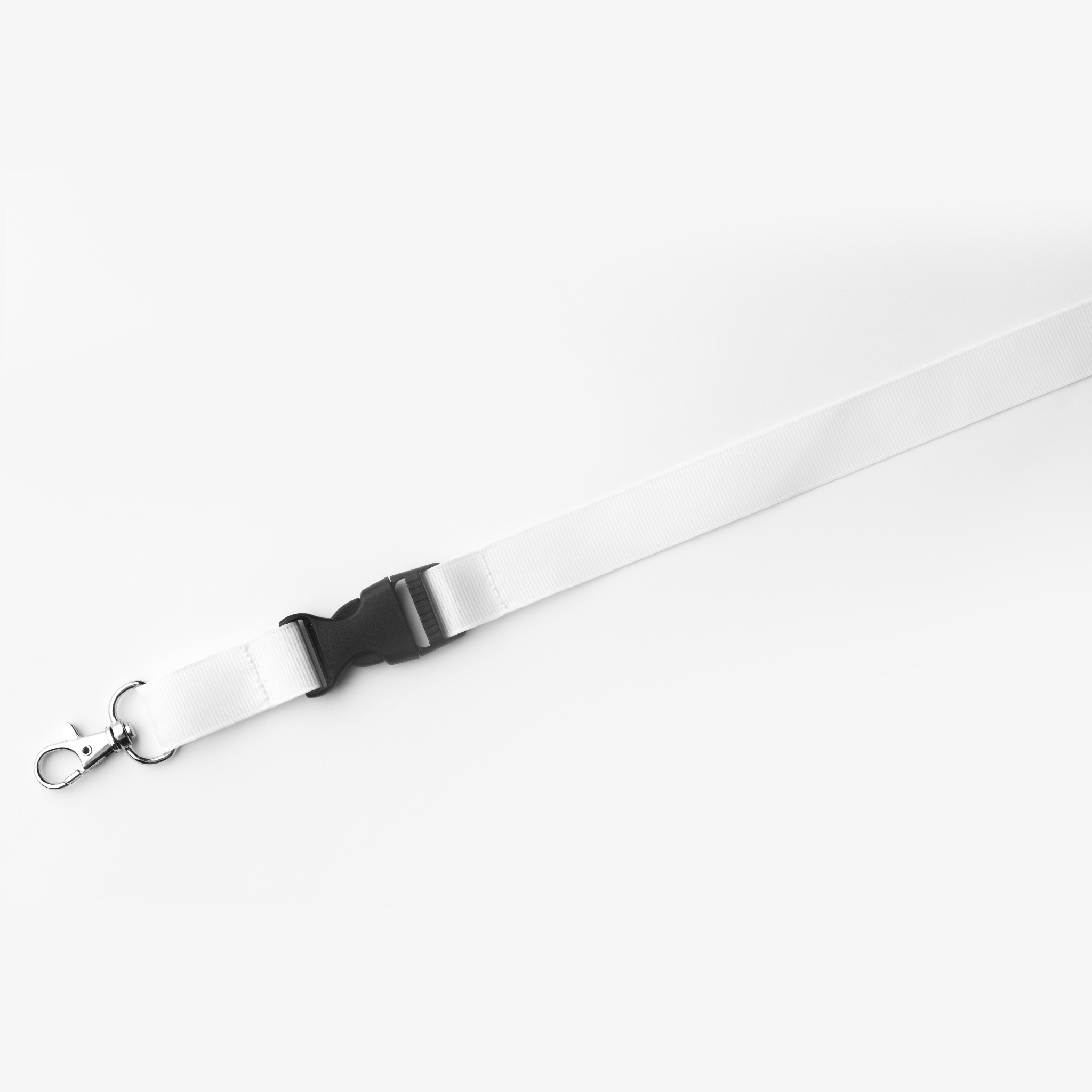 Lanyard With Buckle Metal Hook And Safety Clip White